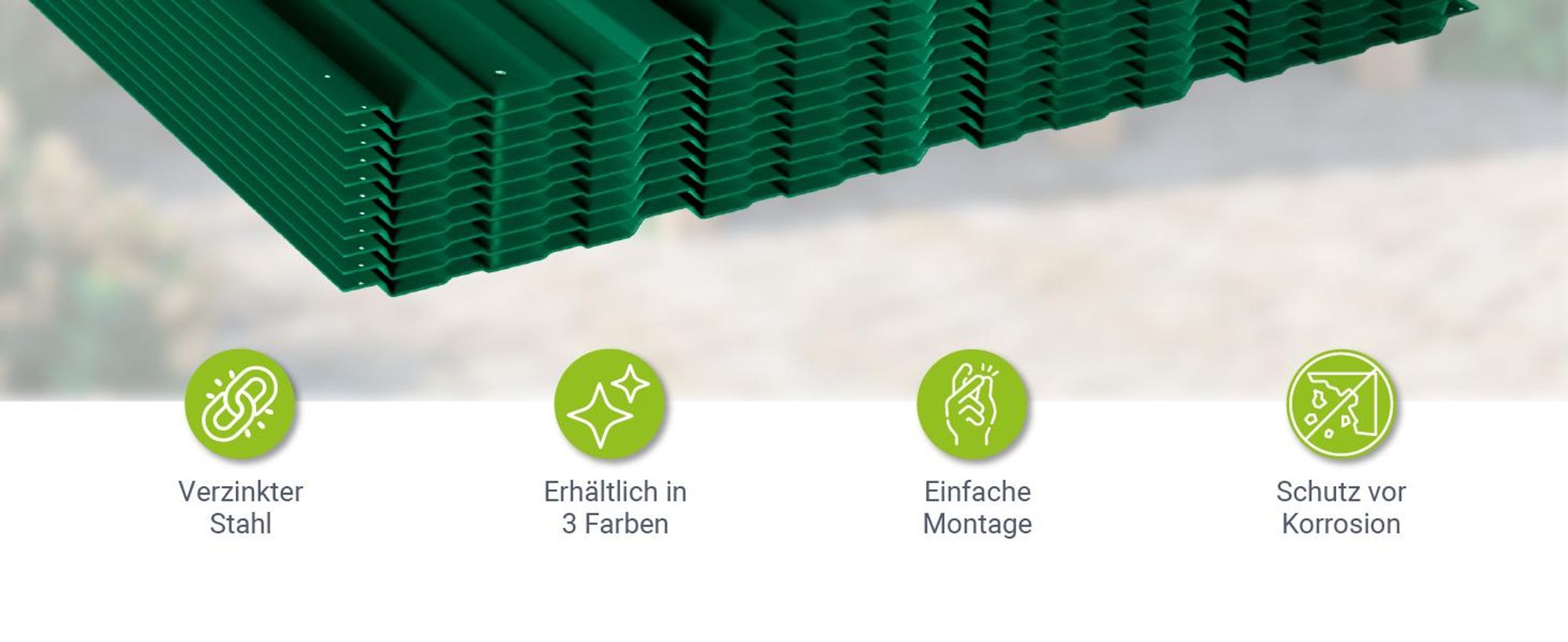 JUSKYS® Profilblech - Grün 14er Set, verzinkter Stahl, 110x45 cm, wetterfest