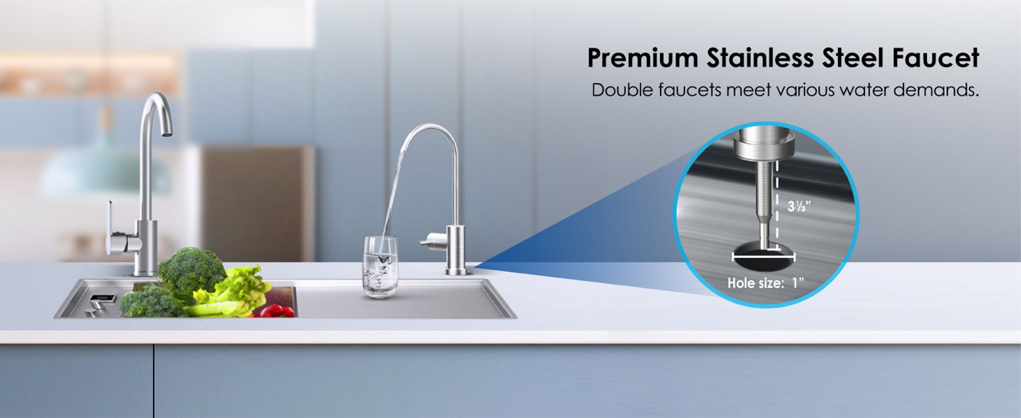 Waterdrop 10UB-UF Untertischwasserfilter zur Baçt-rienreduzierung, NSF/ANSI 42 , 0,01μm Ultrafiltration, mit Spezialhahn