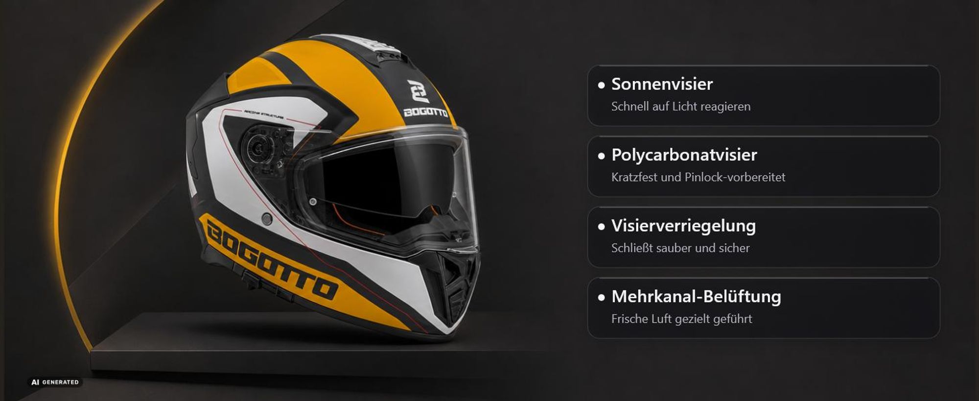 Bogotto FF122 BGT Helm, orange/weiß, M (57/58)