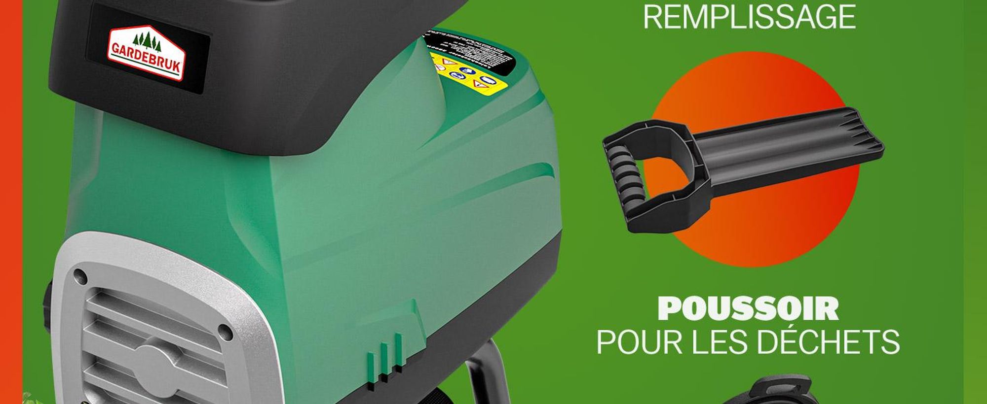 GARDEBRUK Broyeur de végétaux électrique 3.100 W