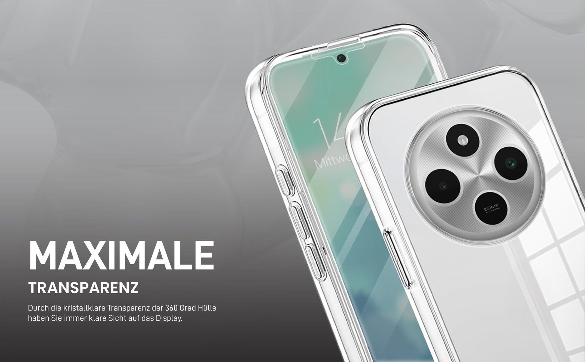 Transparentes 360 Grad Cover Front Back für Xiaomi Redmi 14C