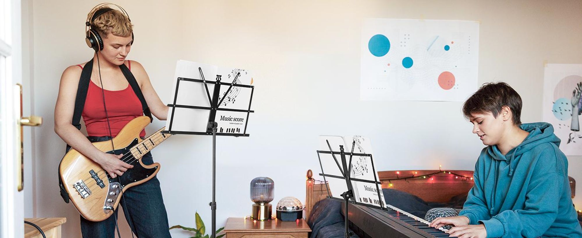 Notenständer, Notenpult, Musikständer, Orchesterpult, Notenstativ, höhenverstellbar 68-136.5cm, mit Tragetasche Music Stand für Kinder und Erwachsene