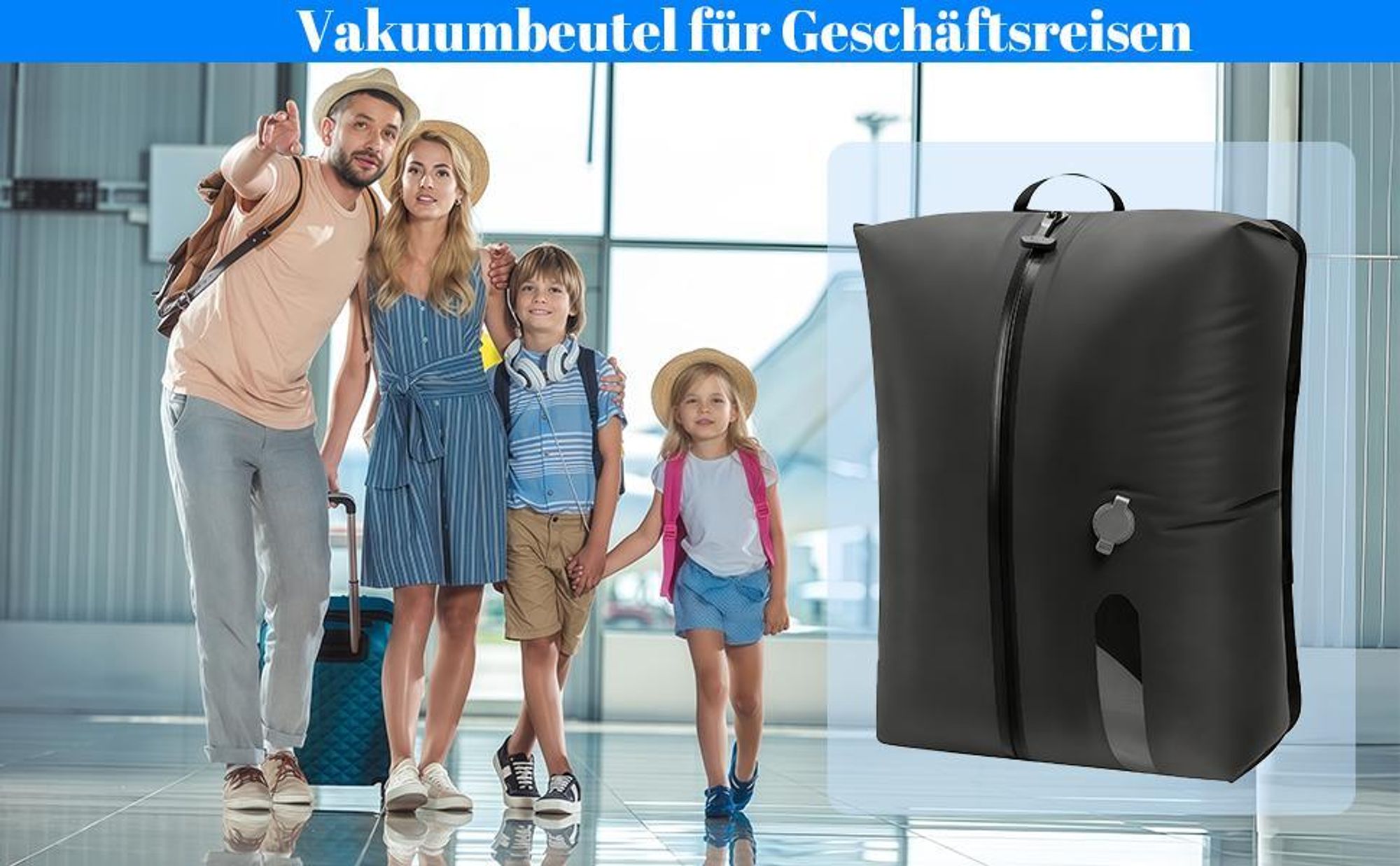 Vakuumbeutel, Vakuumsäcke, mit Pumpe, Ventil Reise Nylon Organizer, Wiederverwendbare, Platzsparend & Langlebig, für Koffer Rucksack