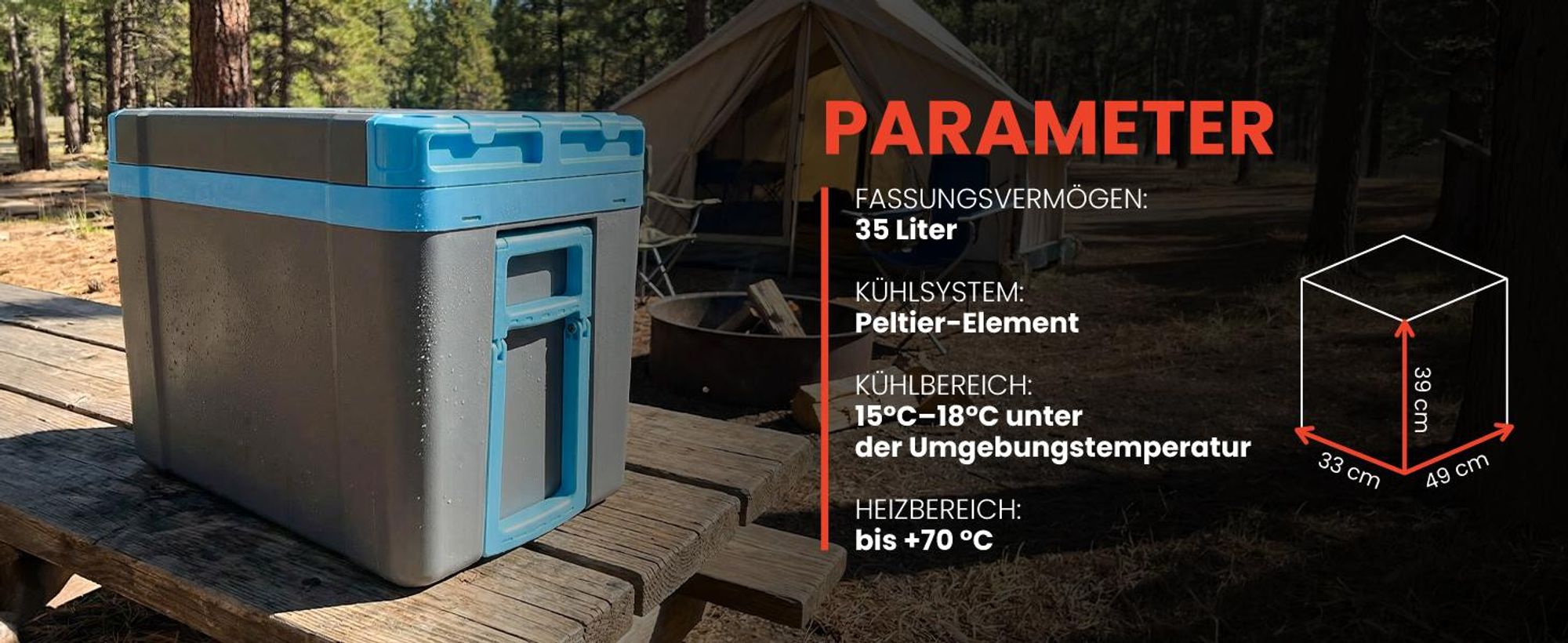 Kühlbox mobiler  35 Liter 12/230V 35 für Camping mit Räder