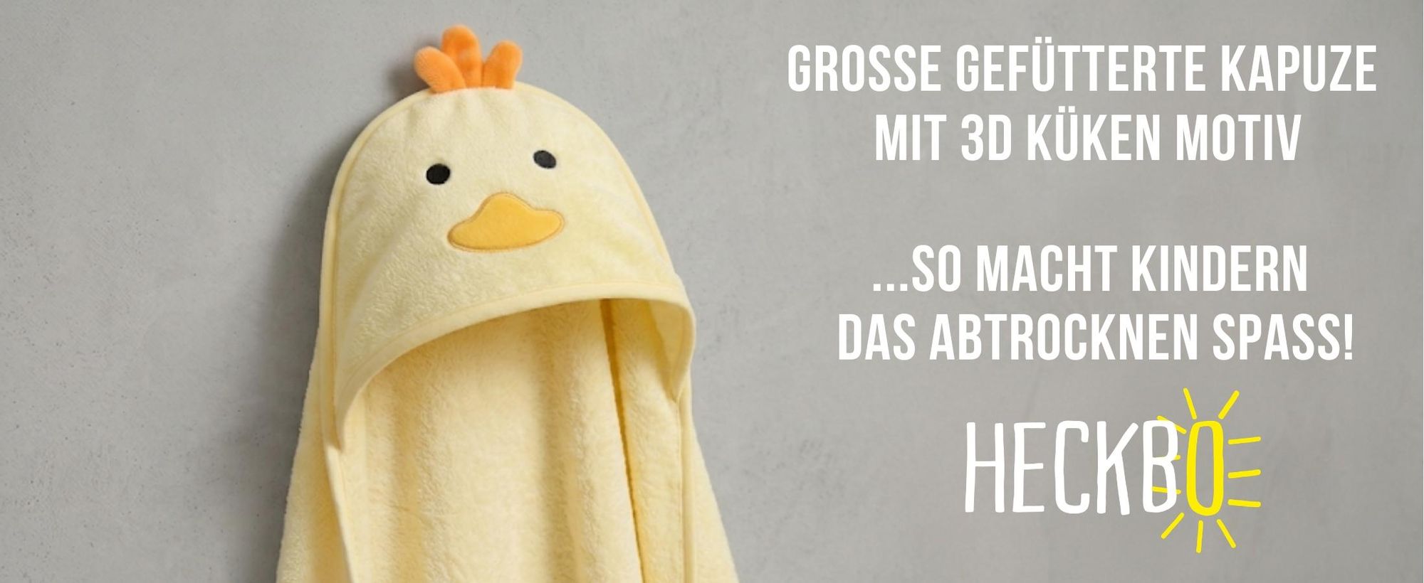 HECKBO Baby Kapuzenhandtuch Küken mit Waschlappen | 90x100 cm | Bambus-Viskose Badetuch mit Druckknöpfen |Babyhandtuch für Jungen & Mädchen ab Geburt