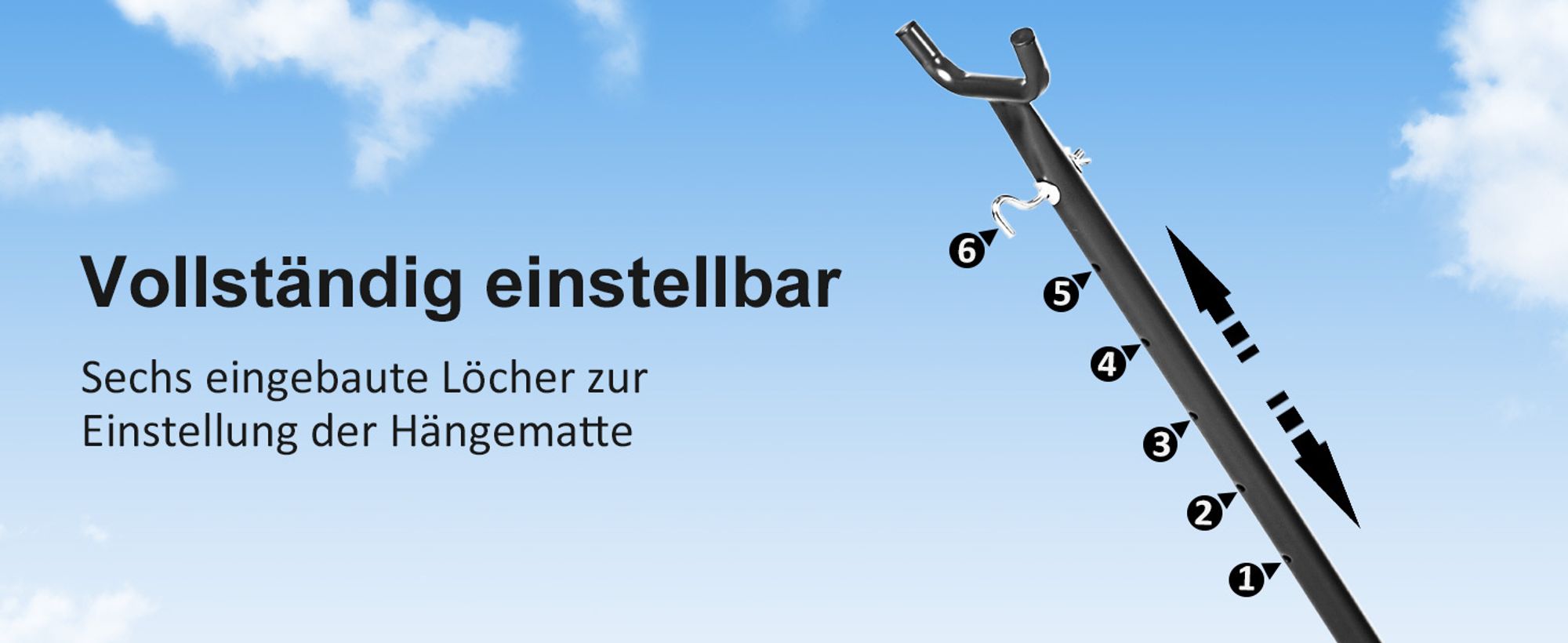 Outsunny Hängemattengestell Metall mit Haken 280x120x110 cm bis 120KG belastbar
