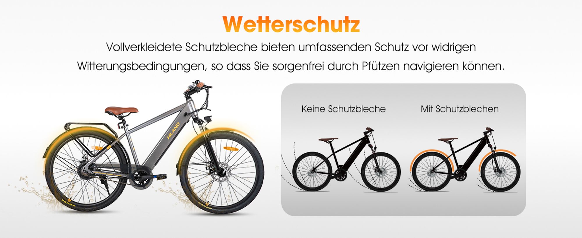 Hiland 26 Zoll 250W Elektro-Mountainbike, 36V 7.8Ah Akku, Elektrofahrrad für Männer Frauen mit Lampe, Gepäckträger, Stoßdämpfende Vorderradgabel, Weiß