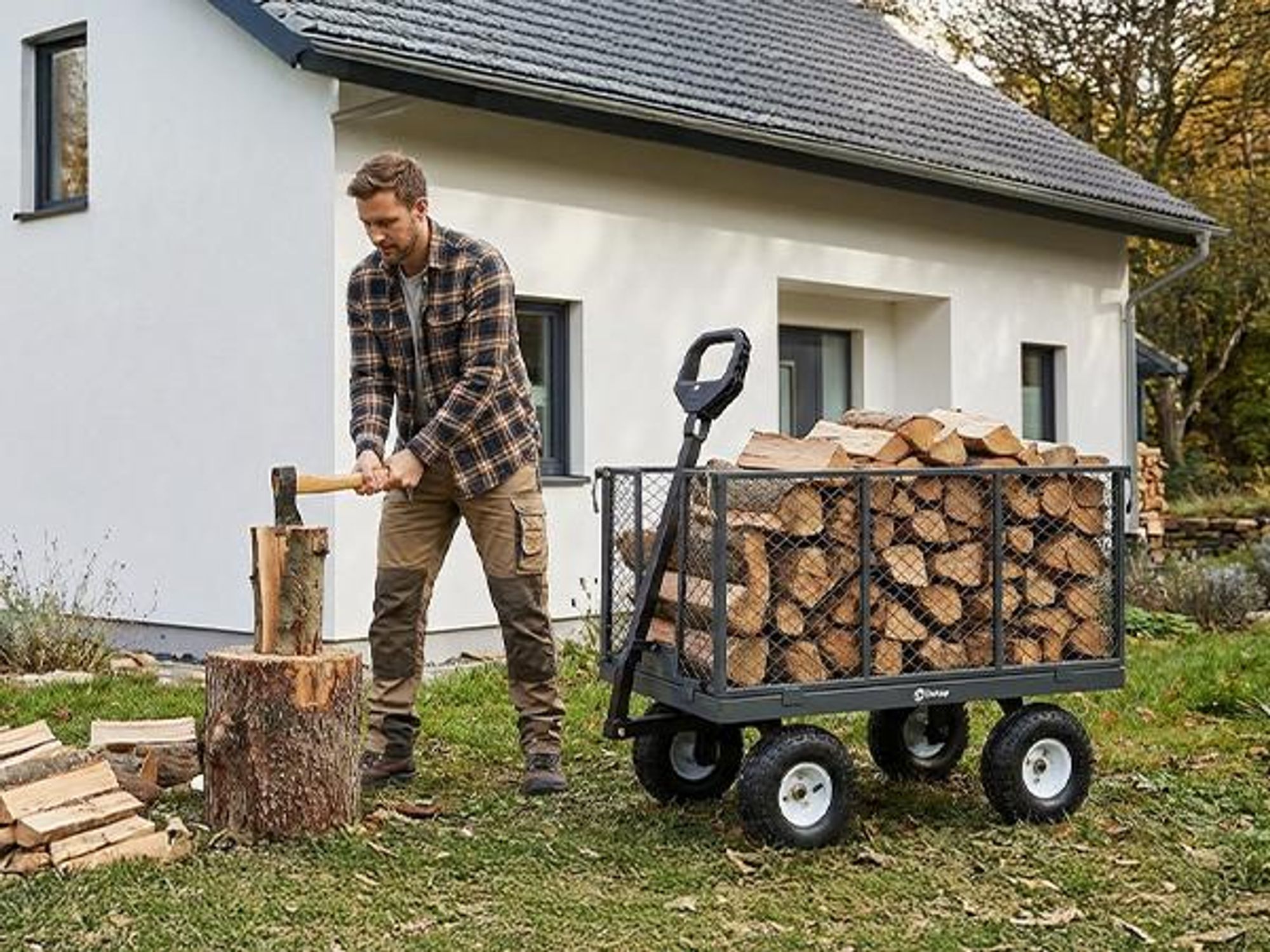 Sekey 500 KG Gartenwagen Gerätewagen Transportwagen mit 10" Vollgummi-Luftreifen, Grau