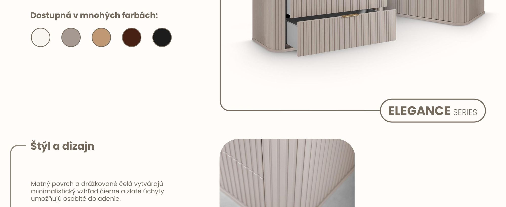 Kupelnova Skrinka 100 CM Béžová Matná MDF 2 Zásuvky