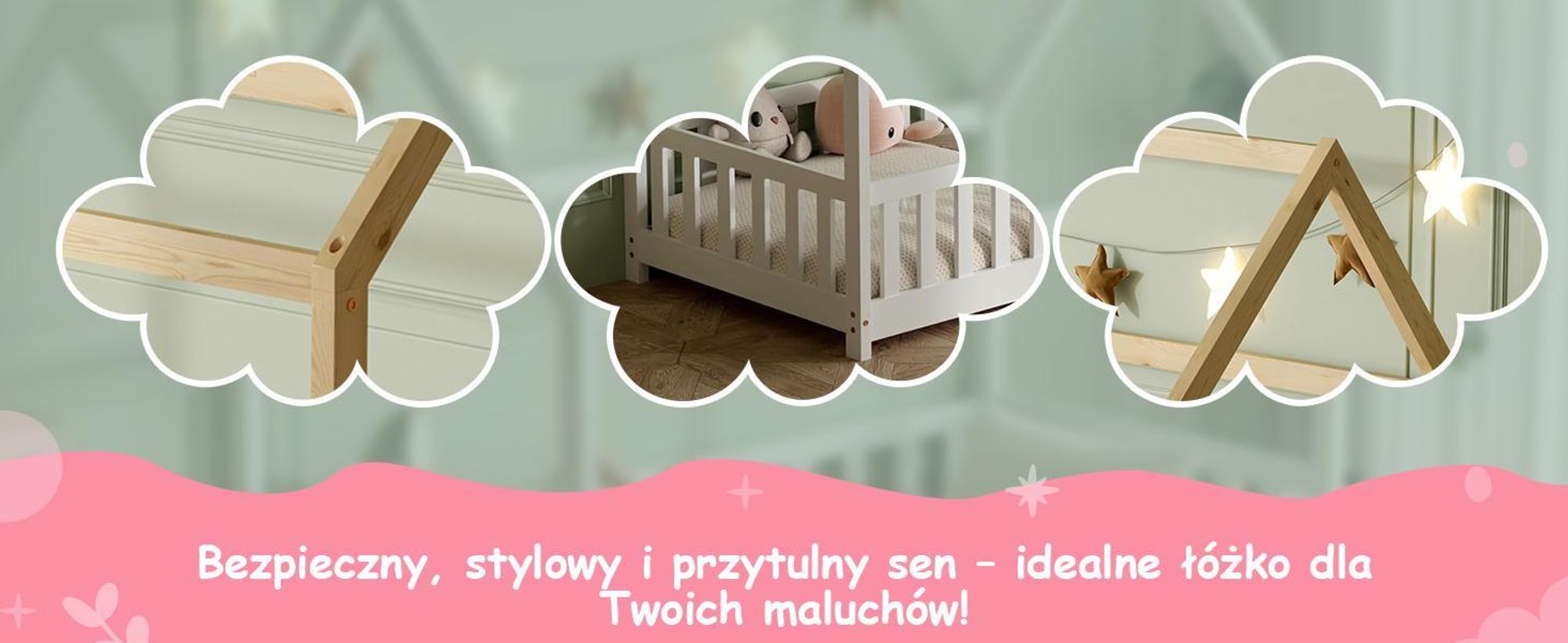Łóżko dziecięce 90×200 z barierką ochronną i stelażem, łóżko-domek – łóżko dziecięce 90×200 dla dzieci – łóżko-domek dziecięce 90×200 białe