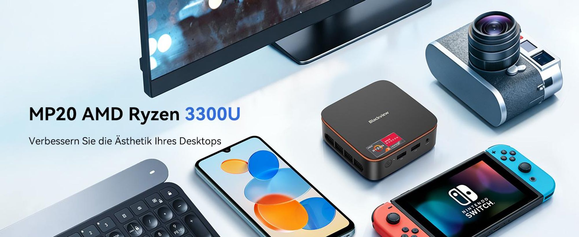 Blackview MP20 Ryzen 3  3300U Desktop-PC, Win 11Pro 3,6 GHz, 16GB RAM 512GB SSD M.2 Mini Computer, 4K Dual Display, WiFi 6, für Zuhause Büro