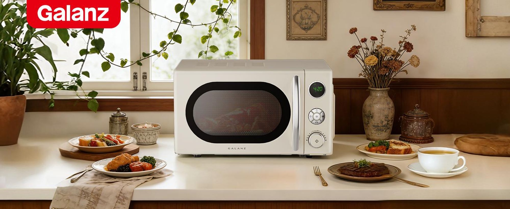 Galanz Mikrowelle 20L 700W 6 Leistungsstufen Auftaufunktion creme
