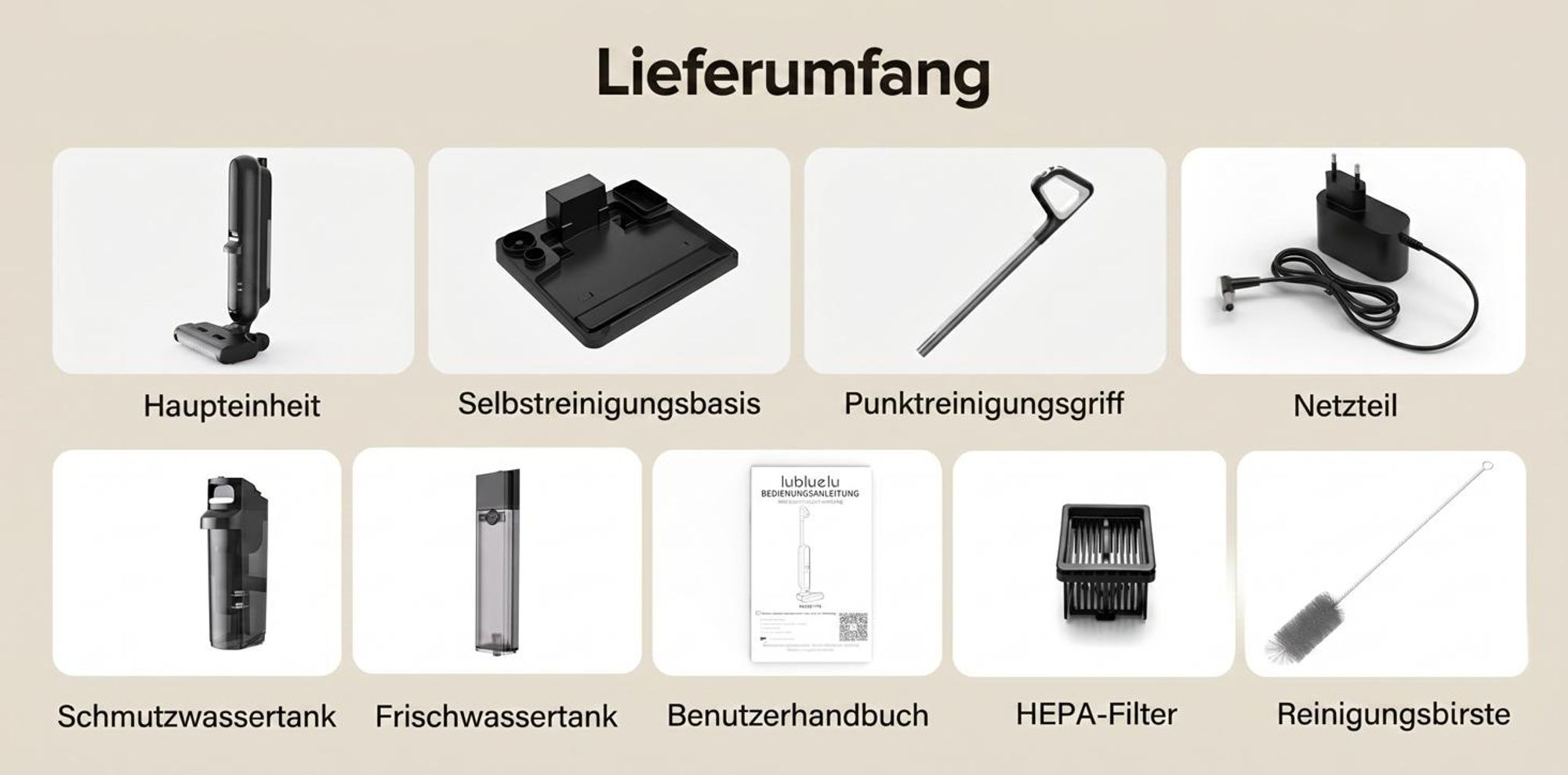 Lubluelu T6 Akku Nass-Trockensauger Kabellos Saugwischer mit Selbstreinigung 16000Pa Bodenreiniger mit Wischfunktion 30 Min Laufzeit für HarteBoden