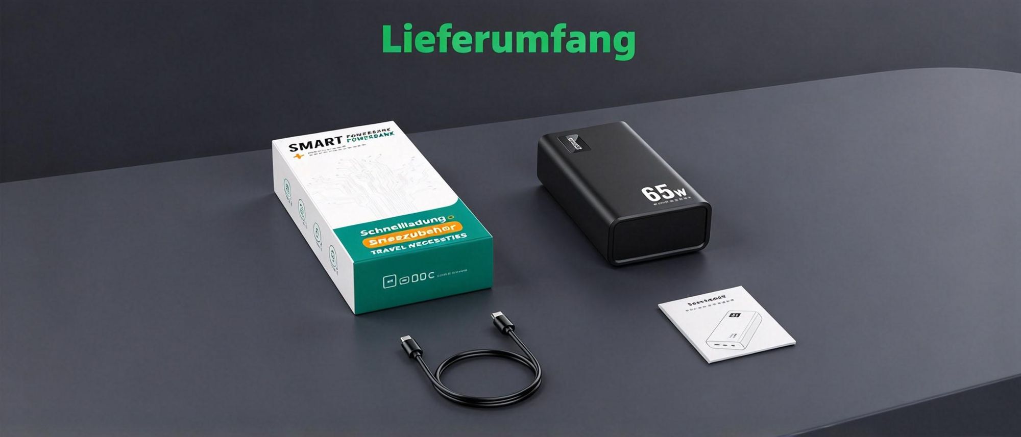 Juksun Schnelllade Powerbank 50000mAh 65W USB-C 3 Ausgänge LED schwarz für Laptop Smartphone und Tablet