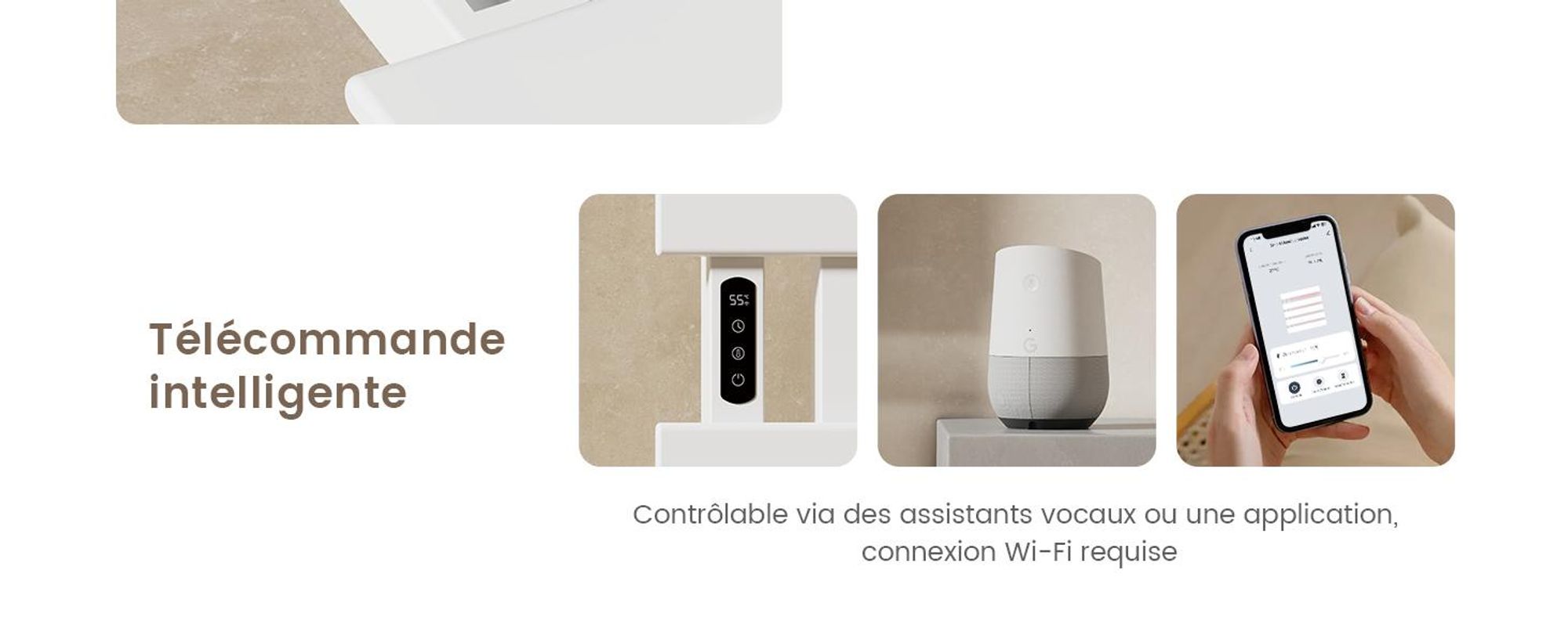 EMKE Sèche-serviettes électrique 850X400mm 230W blanc, intelligent WiFi App, LCD tactile, Minuterie 1-9H, IPX5