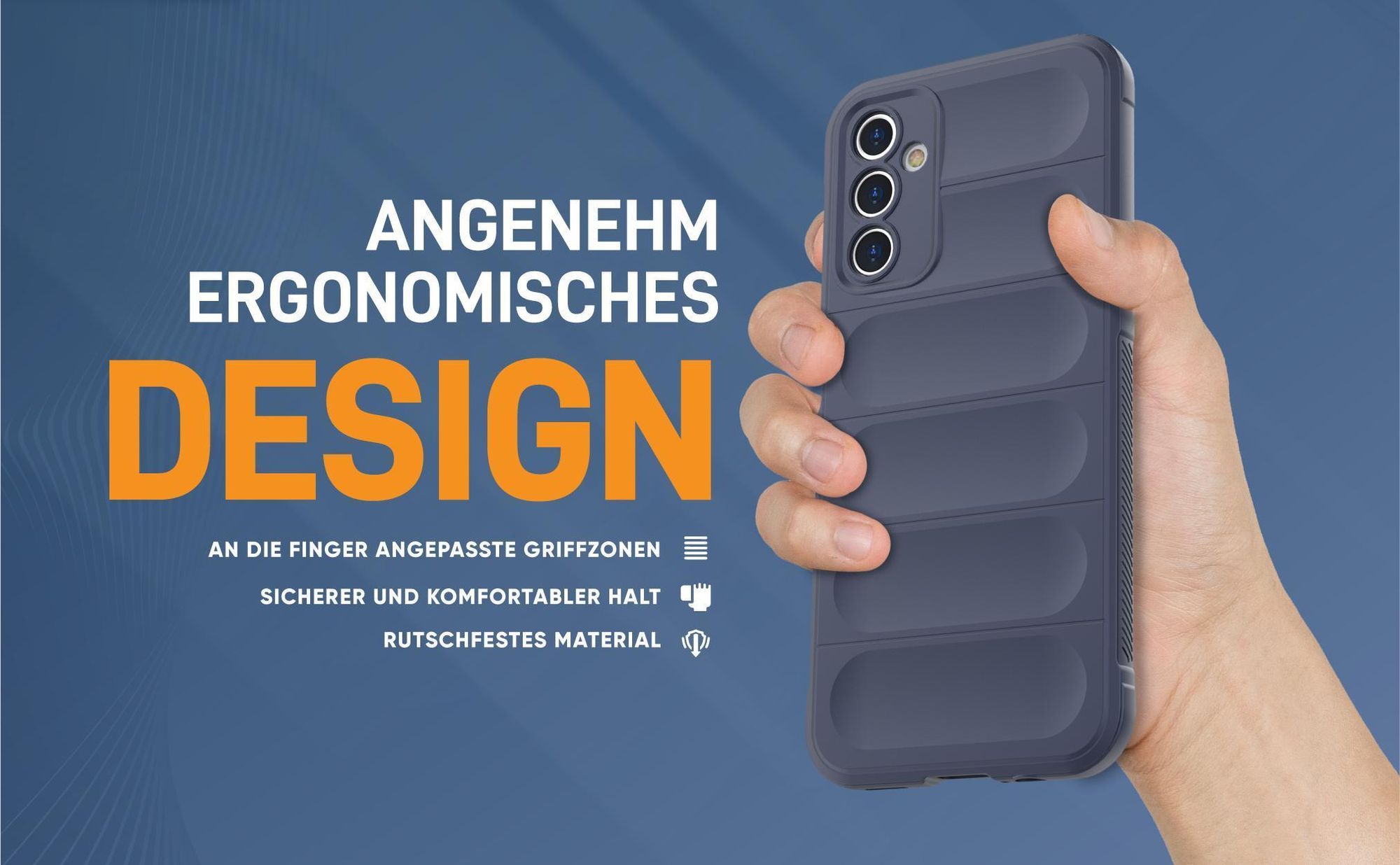 Blaue rutschfeste Hülle für Samsung Galaxy A14 / A14 5G mit weichem Mikrofaser Inlay