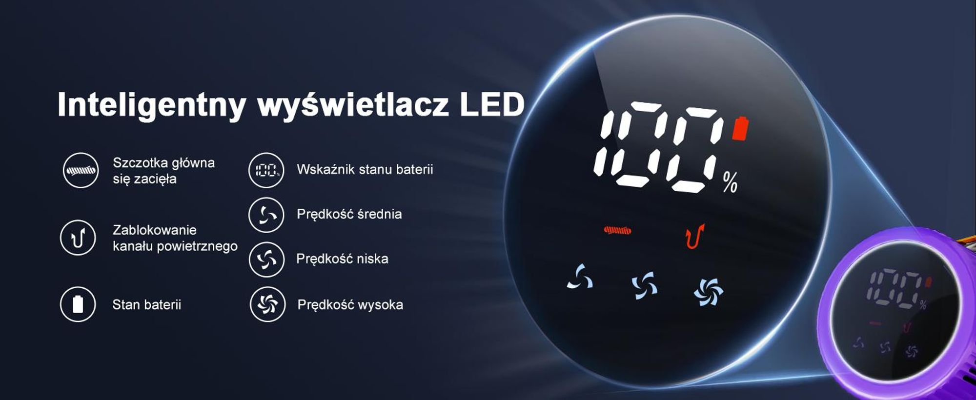 Odkurzacz bezprzewodowy Aiibot 8w1 76000Pa 600W 70Min, inteligentny wyświetlacz, szczotka antysplątaniowa, 3 prędkości, 1.8L pojemnik na kurz