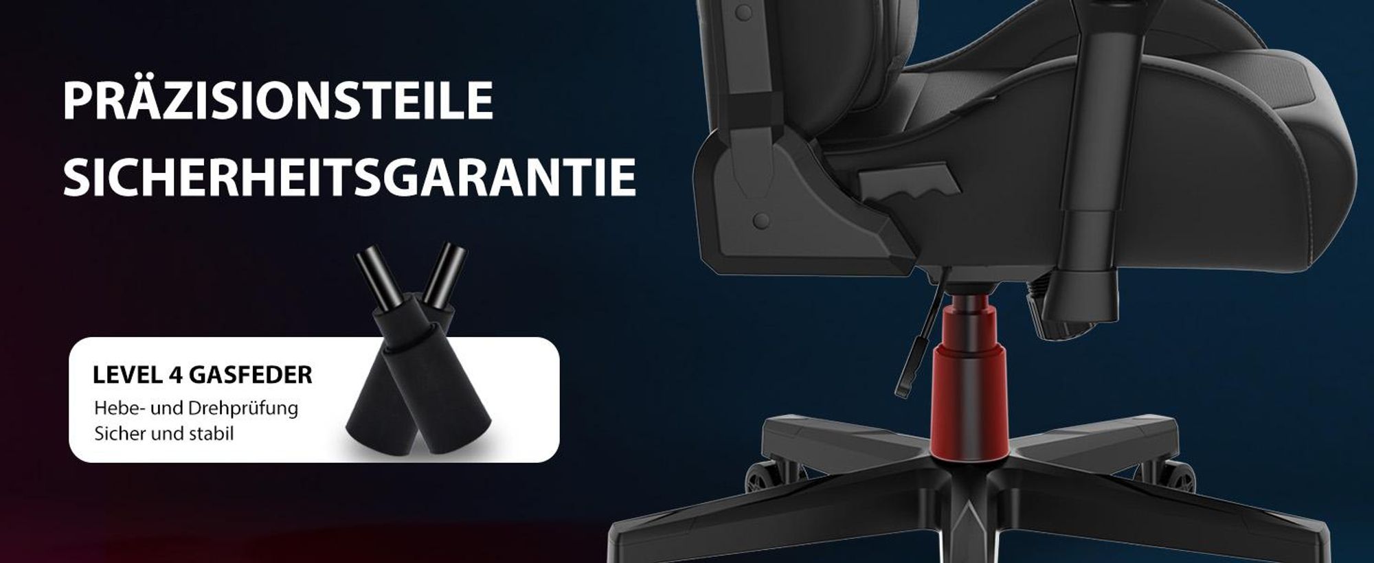 SENSE7 Sentinel Gaming Stuhl - Bürostuhl Ergonomisch Stuhl mit 3D-Armlehnen, 160° Neigung, Wippfunktion, HDE™ Polsterung, Gaslift, bis 150 kg, Schwarz