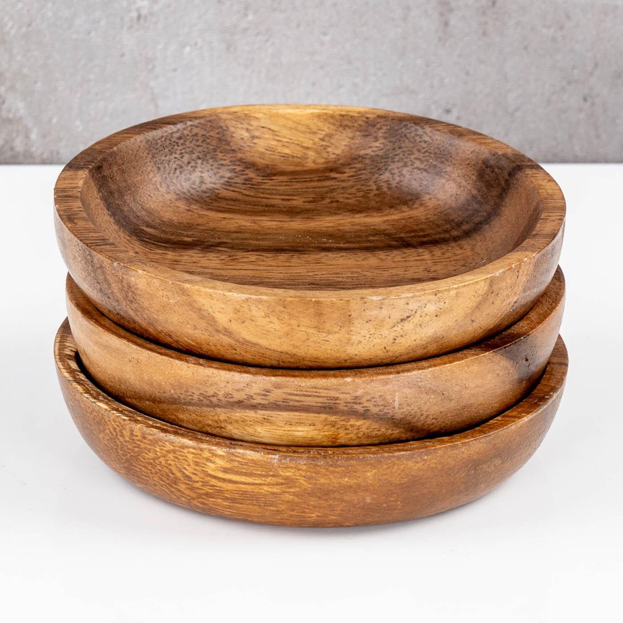 3er Set Teller Akazie Ø10cm Holzteller Dipschale Snackschale Dekoteller Unikat