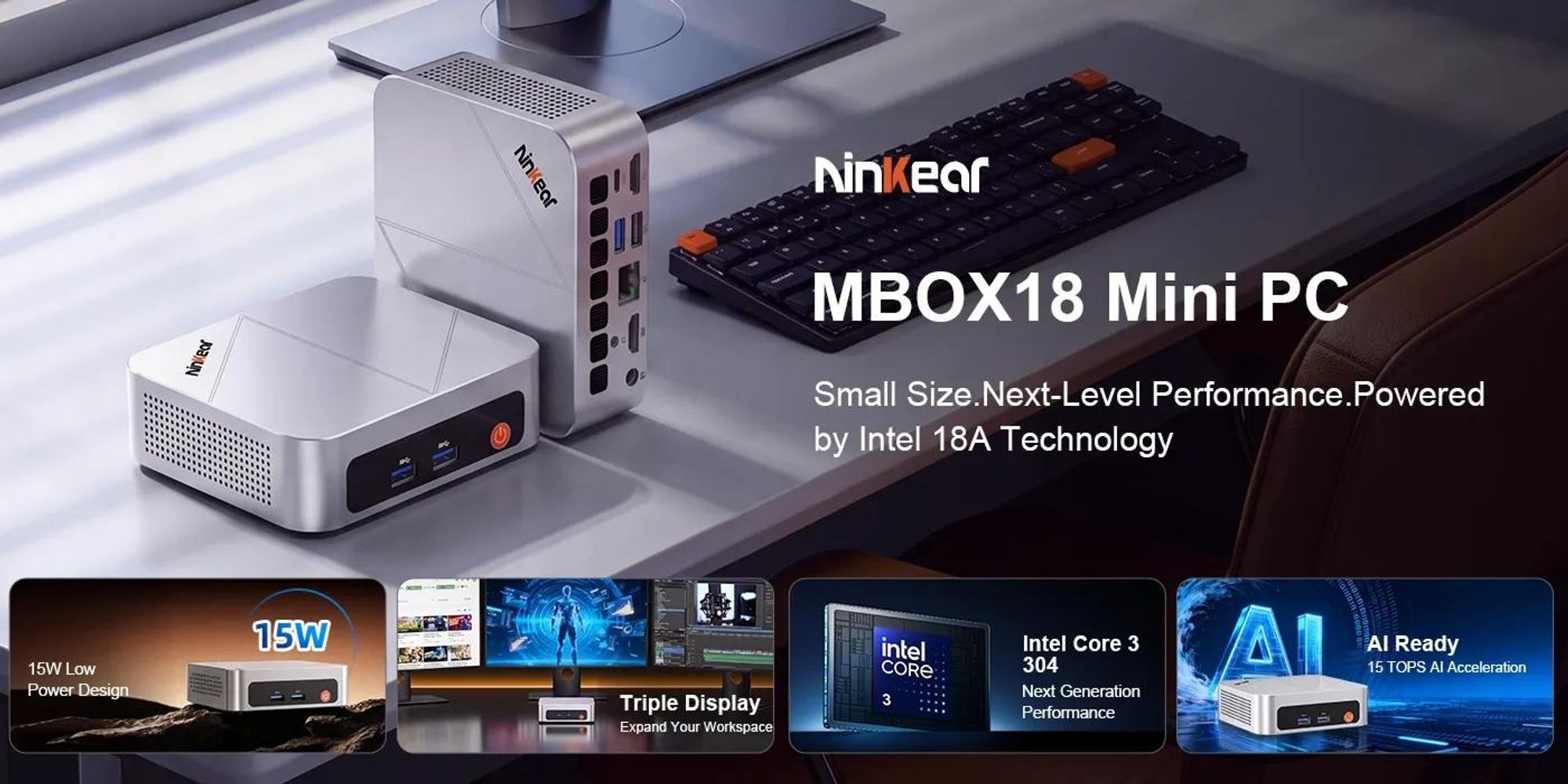 Ninkear MBOX 18 Mini PC | Intel Core 3 304, 12GB RAM, 512GB SSD, Windows