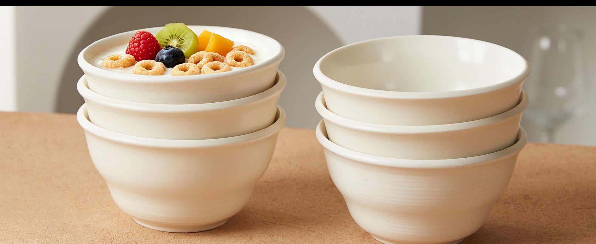 Schalen Set 6er Ø 11,7 cm – Keramik Eisschalen, Snackschalen & Beilagenschalen, Frühstücksschalen, Matt-Glasur, Mikrowelle & Spülmaschine