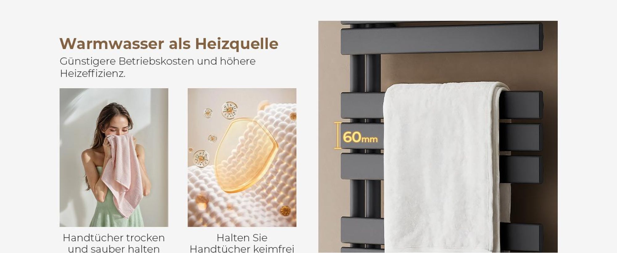 S'AFIELINA 762x400mm Design Badheizkörper Handtuchheizkörper Flach Paneel Seitenanschlusss Heizkörper für Bad Handtuchtrockner Anthrazit 342 Watt