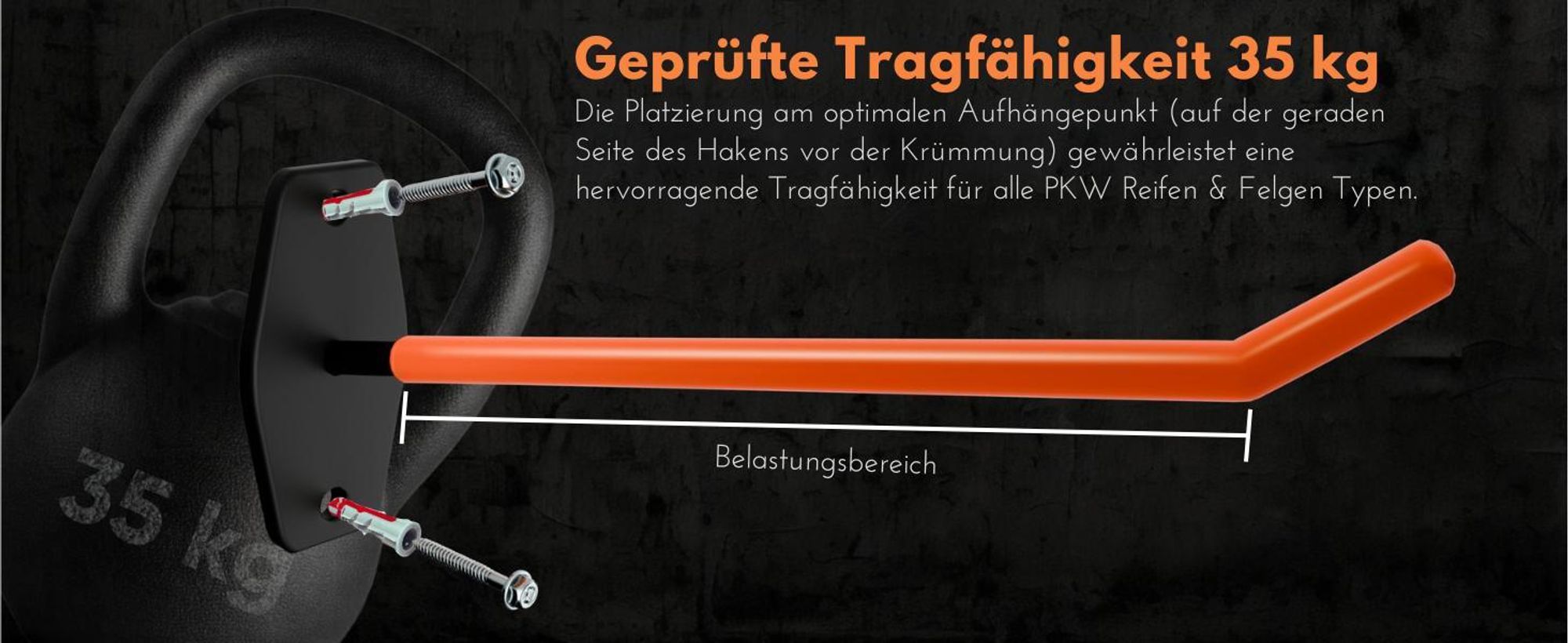 DORFER Reifen Wandhalterung 4er Set | 4x Reifenhalter Wandhalterung gehärteter Stahl inkl. deutschen Marken-Dübel & Schrauben verzinkt | Felgenhalter