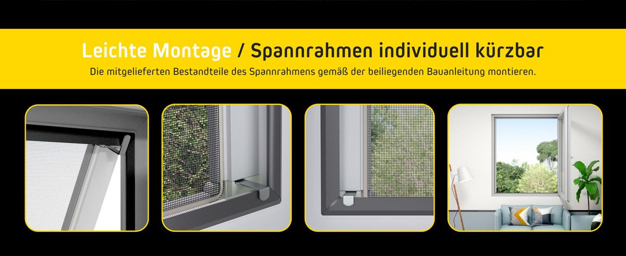 Fliegengitter Fenster ohne Bohren Spannrahmen 60x80 weiß JALOUSIESCOUT ProtectLine