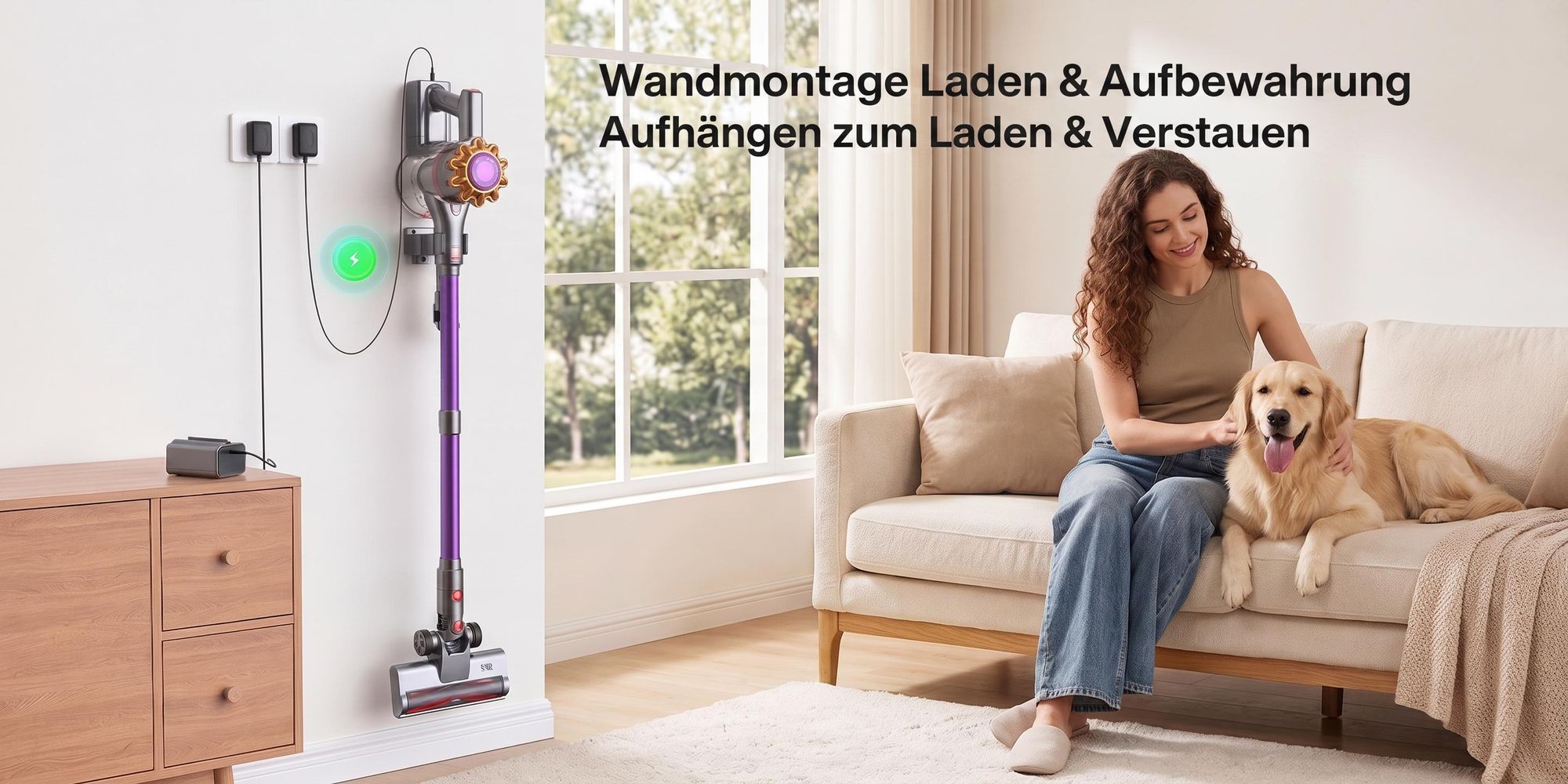 Lubluelu 75000 Pa Akku-Staubsauger Saugleistung, Anti-Haar-Verwicklungsbürste, Grüne Beleuchtung, Freistehend, Teppiche & Hartböden, P7