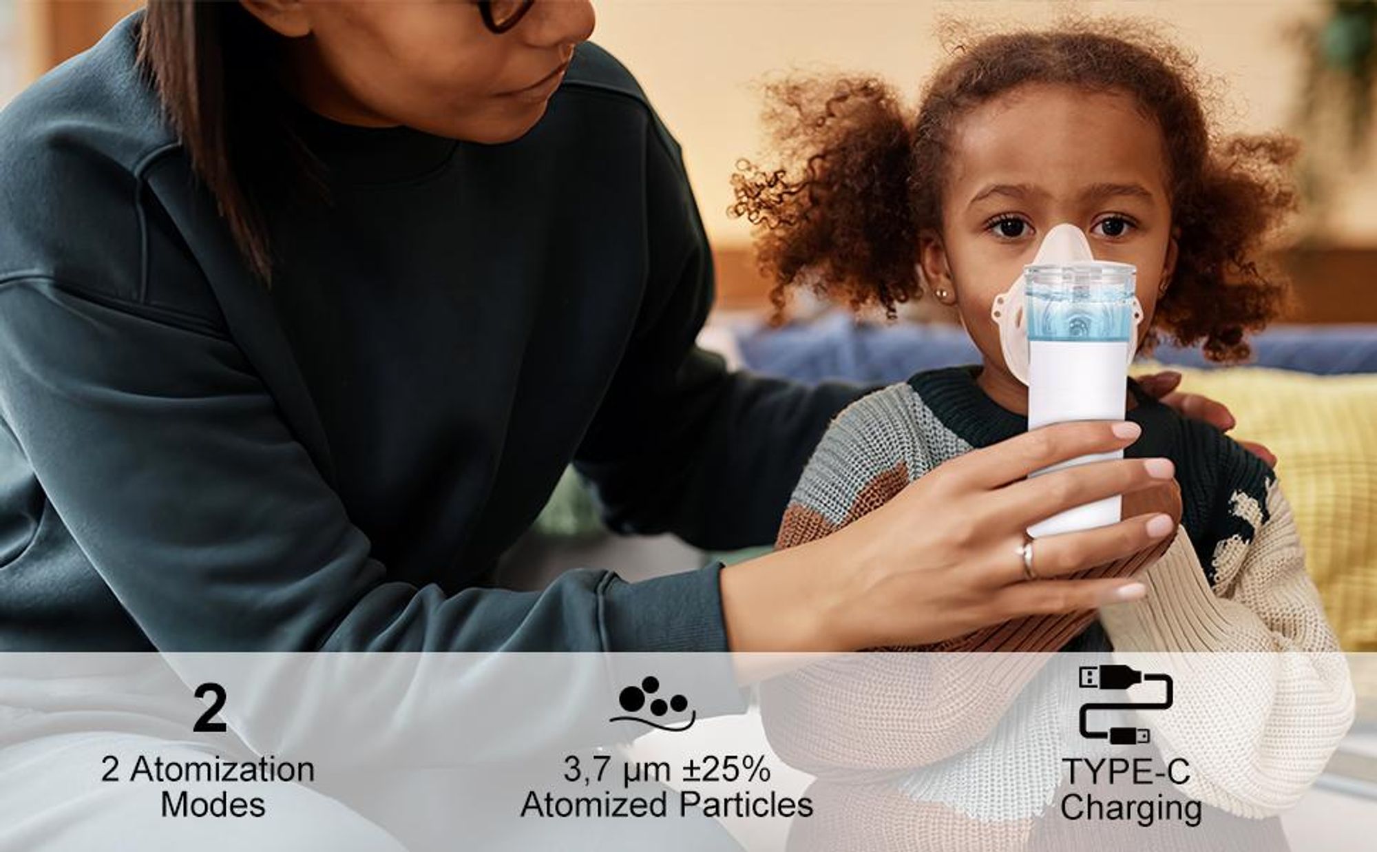 Inhalationsgerät Tragbar Leise Inhaliergeräte für Erwachsene und Kinder mit Digitaldispla 2 Sprühmodi Inhaliergerät USB-C Vernebler Inhalator