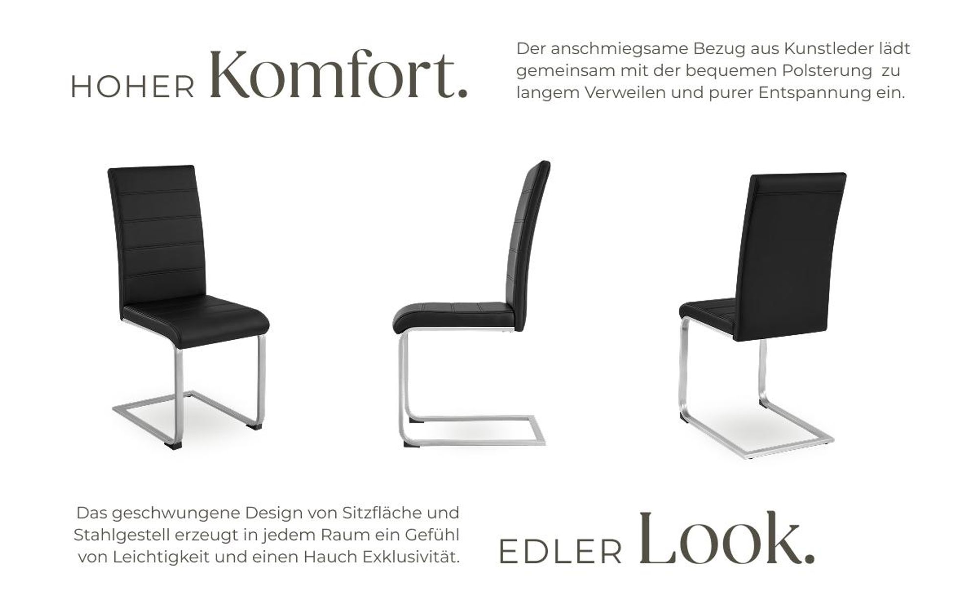 tectake® Set Schwingstuhl Bettina gepolstert mit Kunstlederbezug 41 x 52 x 99 cm