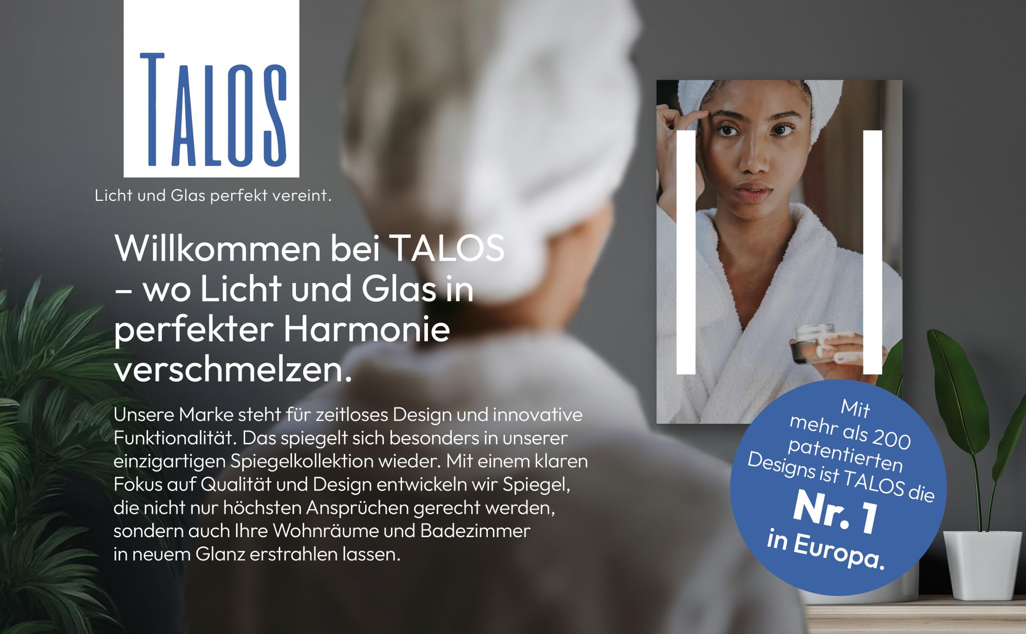 Badspiegel mit LED Beleuchtung 50x70 cm – TALOS Horizon Badezimmerspiegel, Wandspiegel Neutralweiß, feuchtraumgeeignet mit Aluminiumrahmen