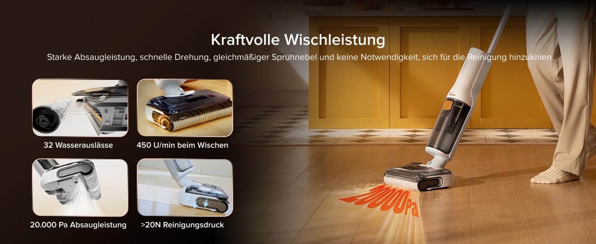 Roborock F25 GT Nass und Trockensauger, 20.000 Pa kabelloser All-in-One-Hartbodenreiniger, Selbstreinigung und Trocknung mit Hohe Temperaturen