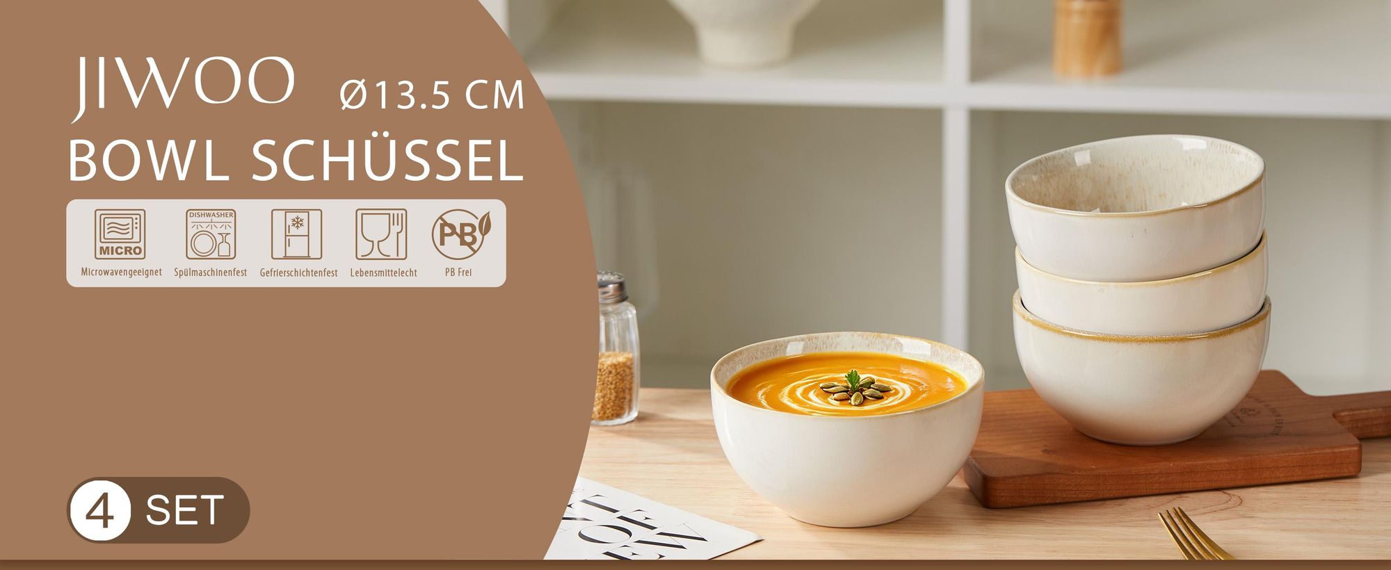 Schale set 4er Ø13,5cm Suppenschalen Müslischale Salatschüssel Keramik Schalen für 4 Personen Reactive-Glasur Bowl Mikrowellen- und Spülmaschinenfest