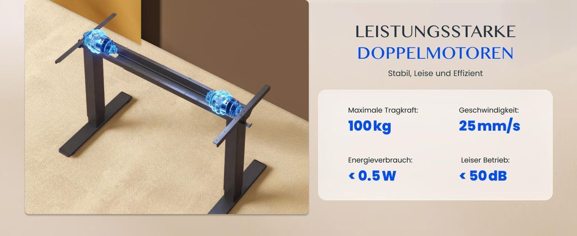 FLEXISPOT Höhenverstellbarer Schreibtisch 160x80 cm, 25 mm Gummiholz-Tischplatte, 2 Motoren, 120 kg Tragkraft, 4 Speicherplätze, Schwarz