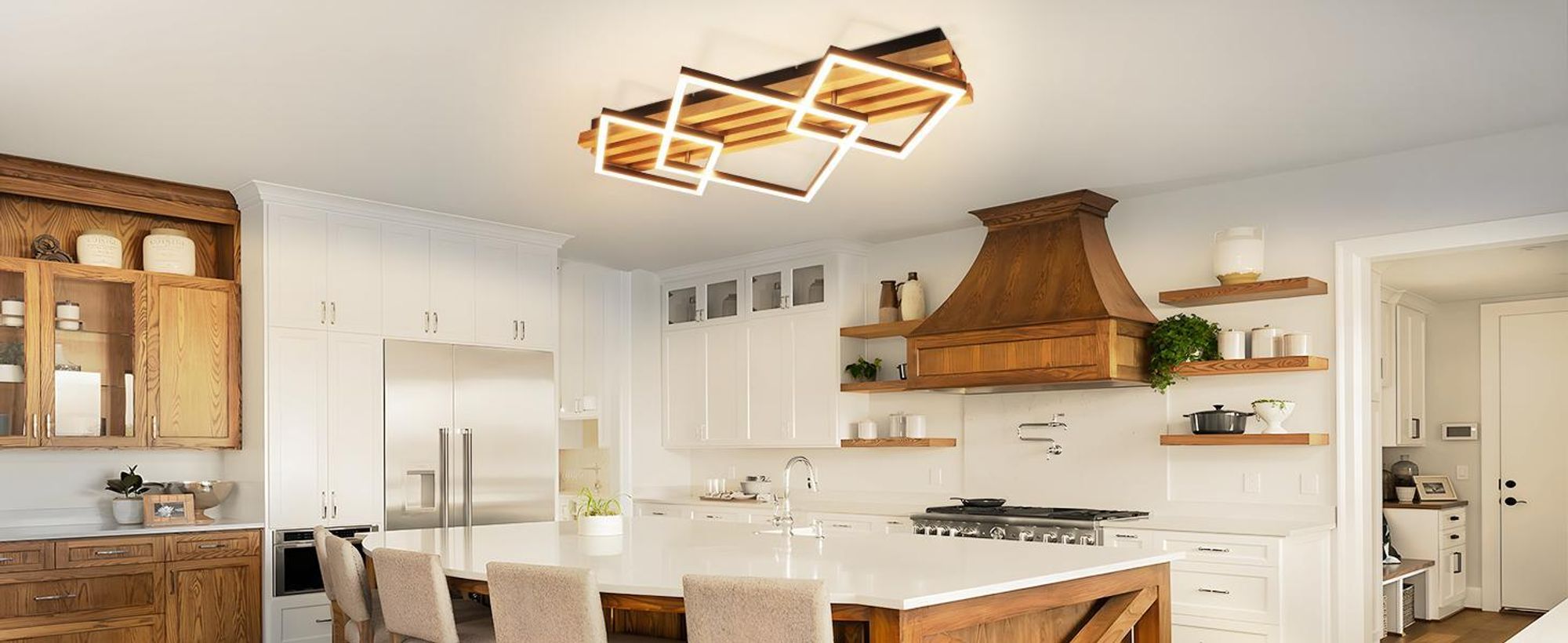 ZMH LED Deckenleuchten Deckenleuchte mit fernbedienung Memory Funktion Holz 70cm Wohnzimmer Schlafzimmer 46W Deckenlampe Schwarz eckig