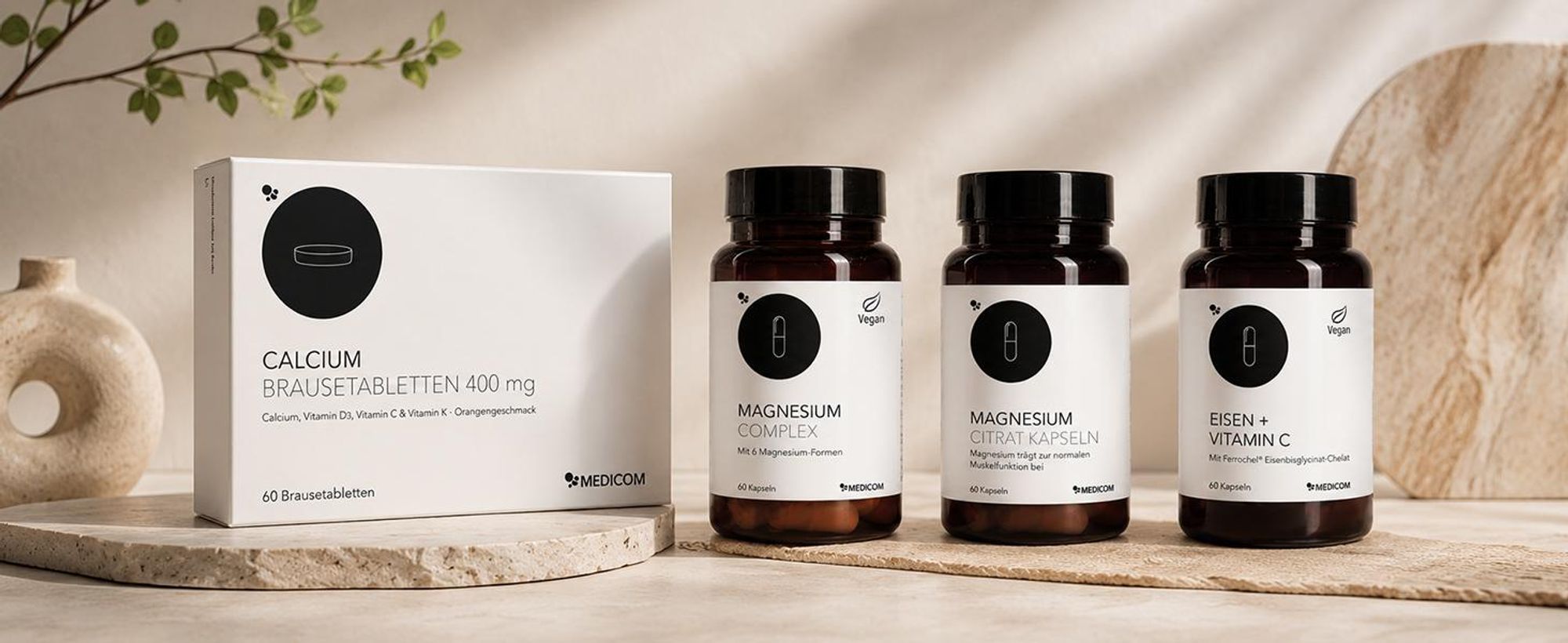 Medicom Magnesium Citrat mit 800 mg Magnesiumcitrat, hohe Bioverfügbarkeit, 60 Kapseln, für Power und starke Nerven