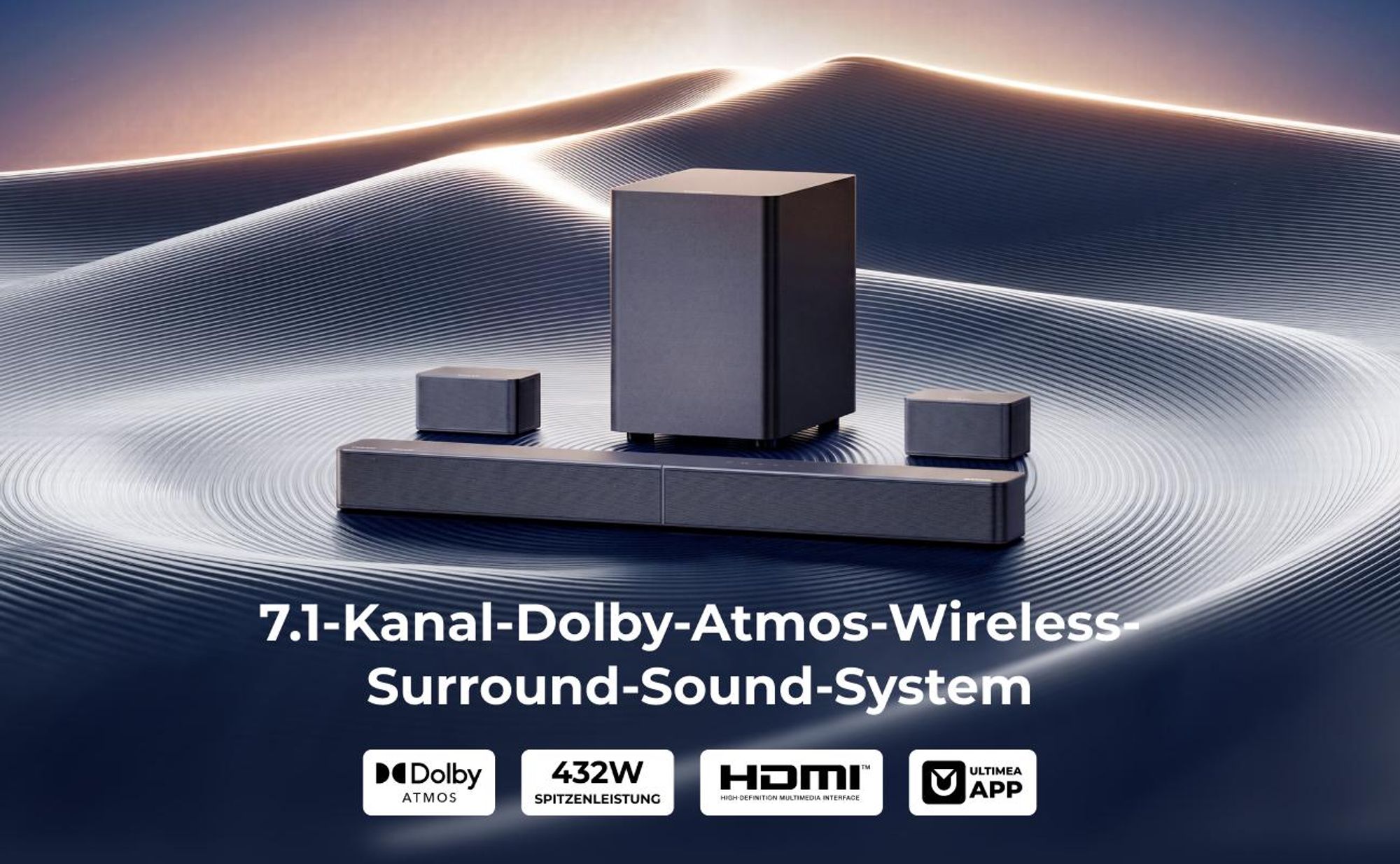 ULTIMEA Poseidon M100 7.1 Vollständig Kabelloses Surround-Sound-System mit Dolby Atmos