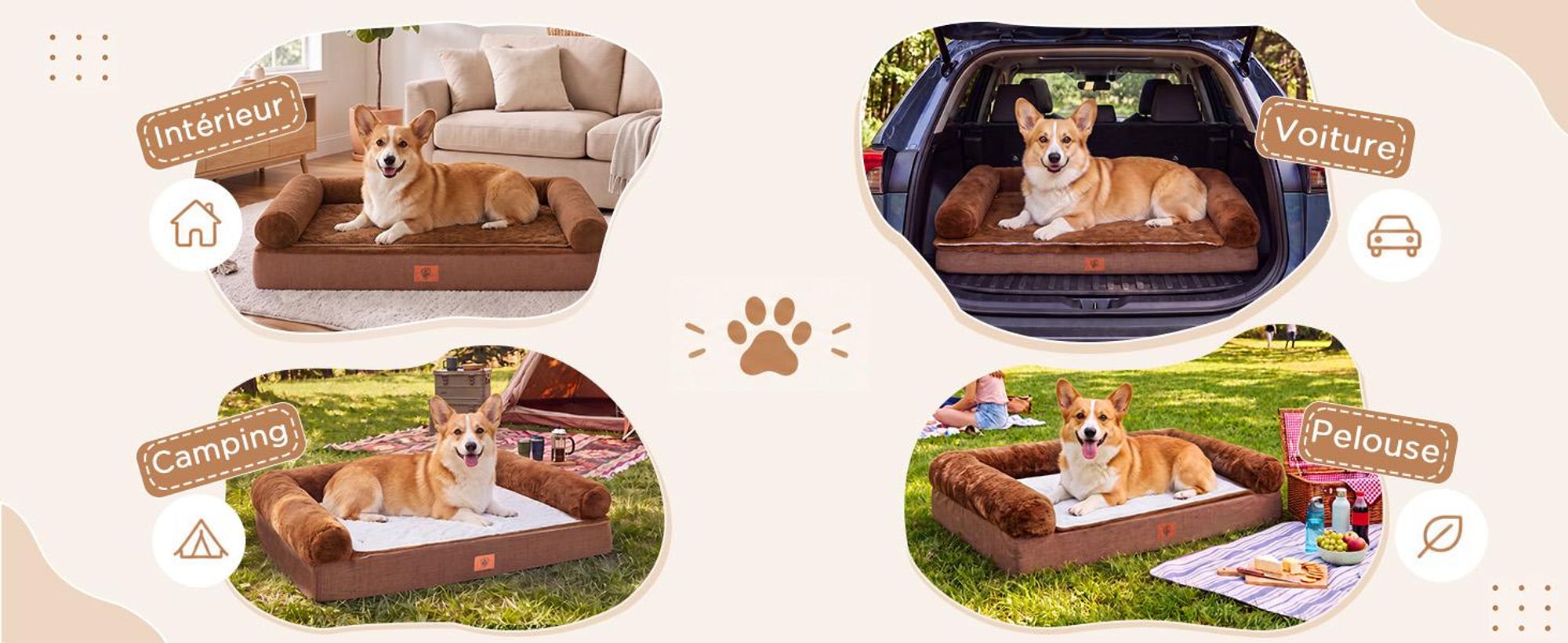 GTPLAYER – Lit pour chien, 75x50x15 cm, mousse à cellules ouvertes pour un confort optimal, imperméable et lavable, avec tapis de refroidissement/chauffage 2 en 1