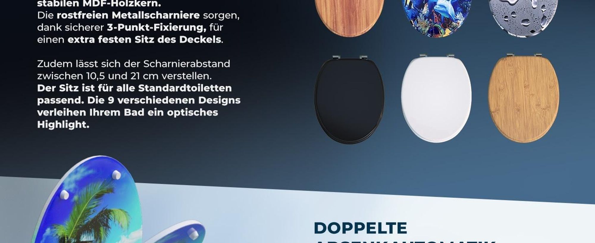 CASARIA WC Sitz mit doppelter Absenkautomatik Strand
