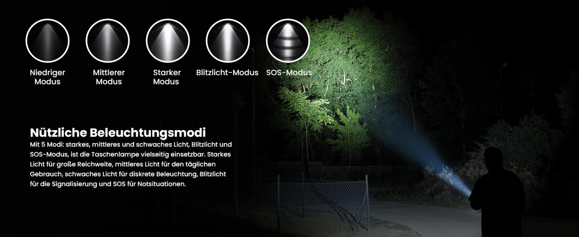 Extralink LED Taschenlampe 10 W 300 lm 5 Modi 3 × AA Aluminium Schwarz