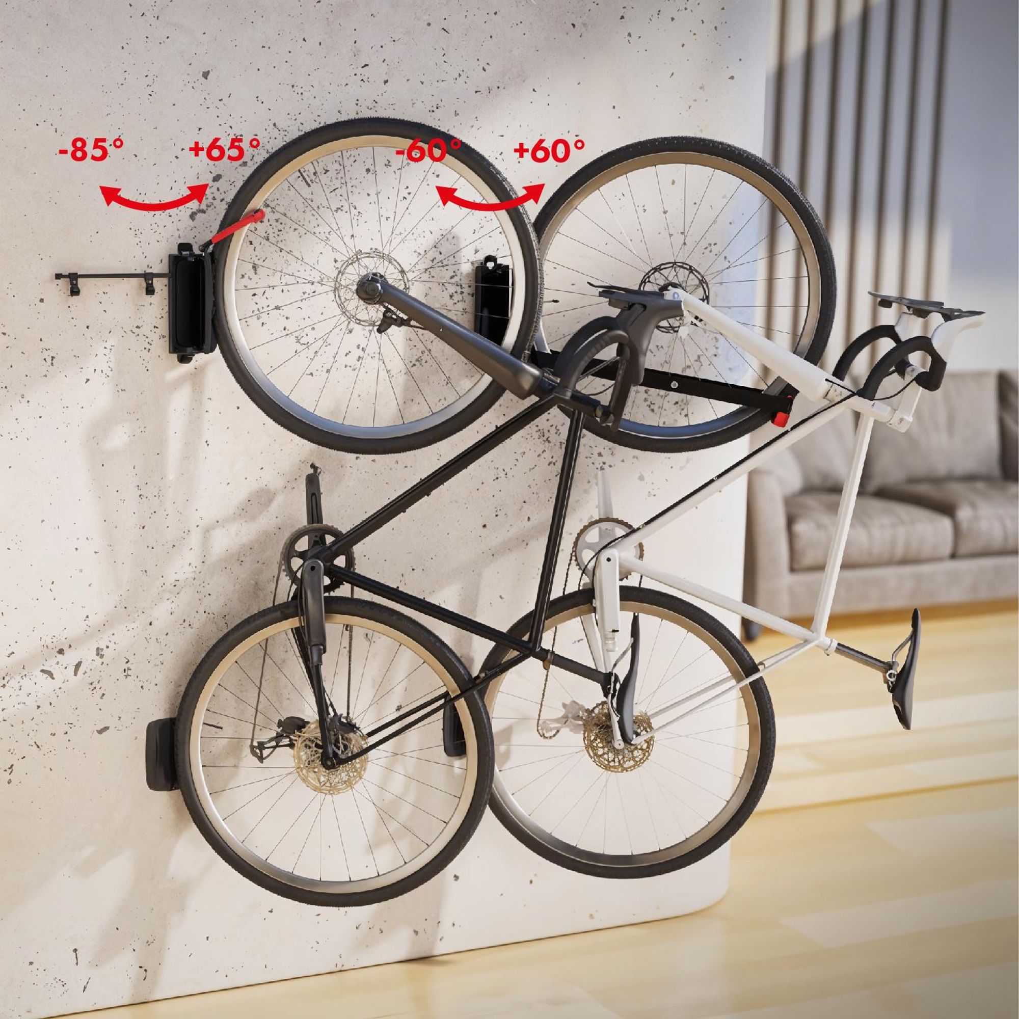 4-fach Fahrradständer, Wandhalterung Tragkraft 35 kg