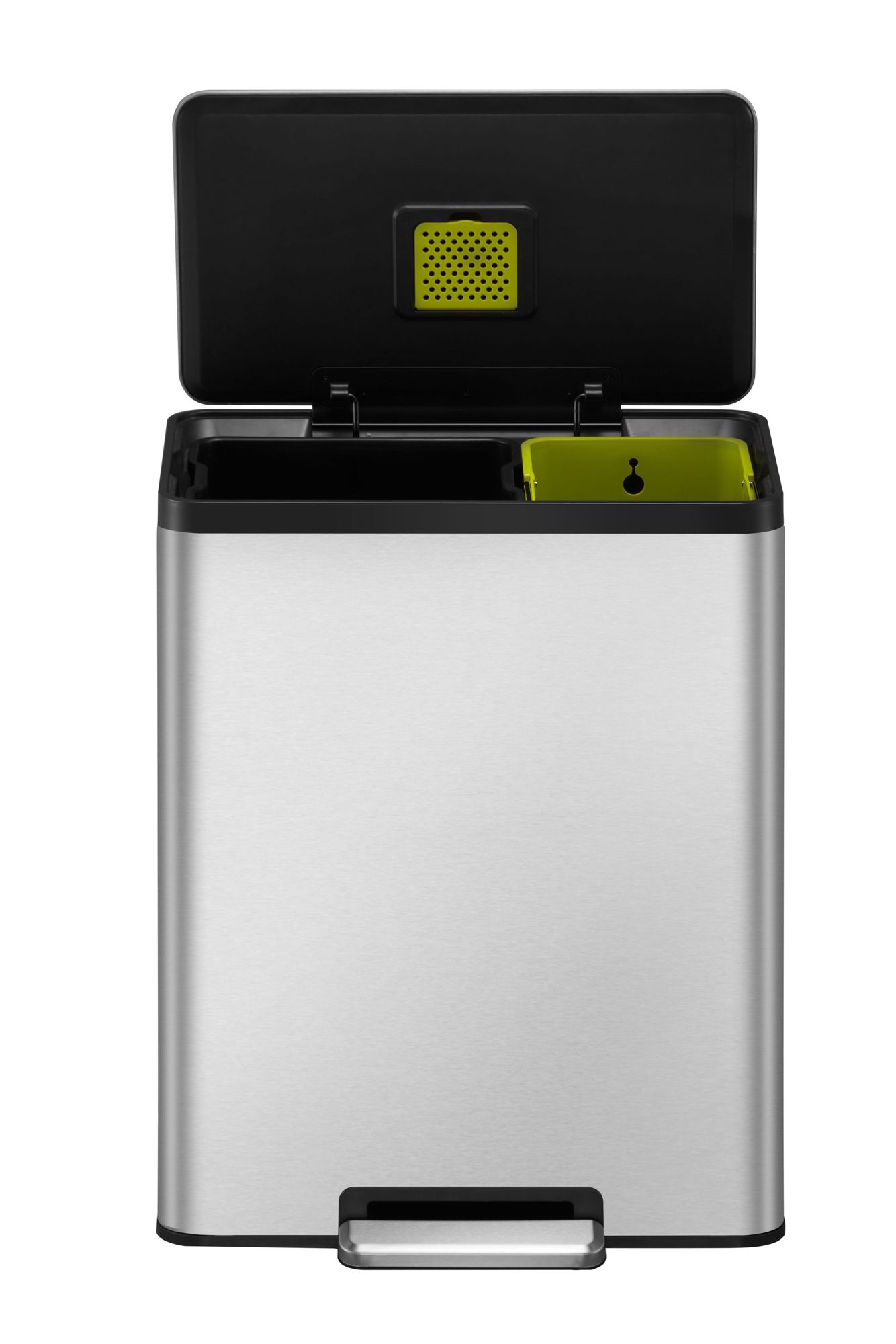 EKO - Ecocasa 2 Recycling Treteimer 36+24 Liter - Stainless steel Polypropylene - Matt Edelstahl