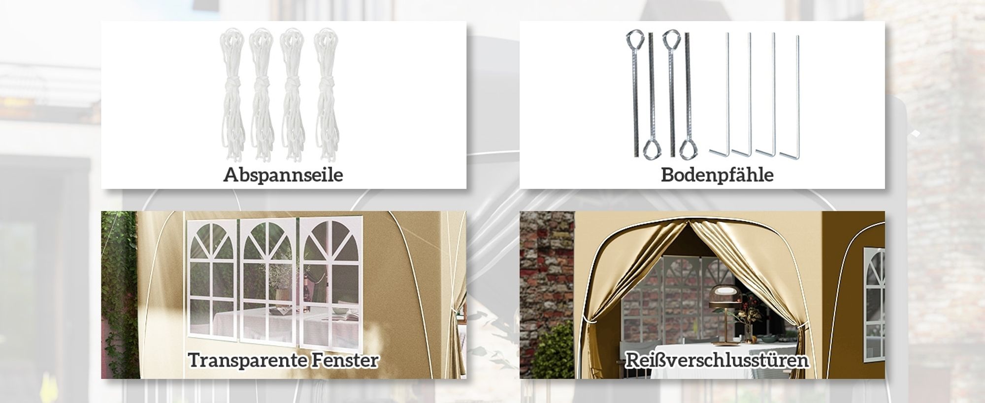 Outsunny Pavillon 3x3m wasserabweisend Stabil Winterfest Pop-up Faltpavillon