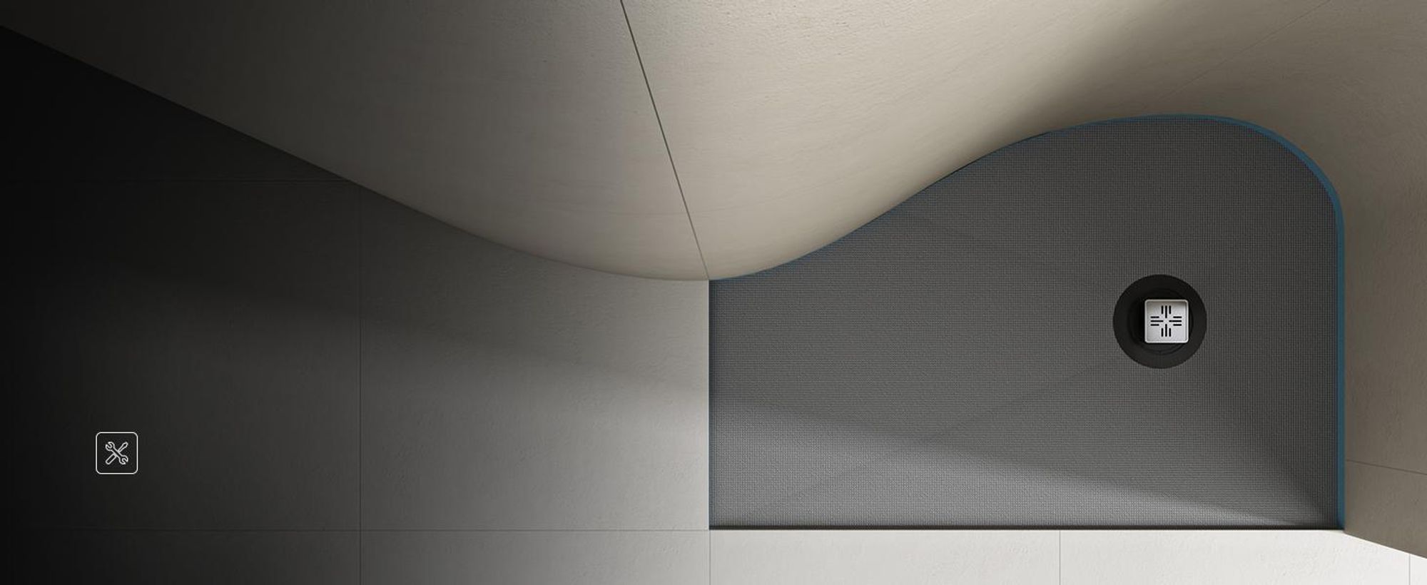 doporro Duschelement Befliesbar mit Gefälle 100x100x4cm in Beton Grau Duschboard Zuschneidbar mit Ablaufrinne waagerechter Ablauf XPS