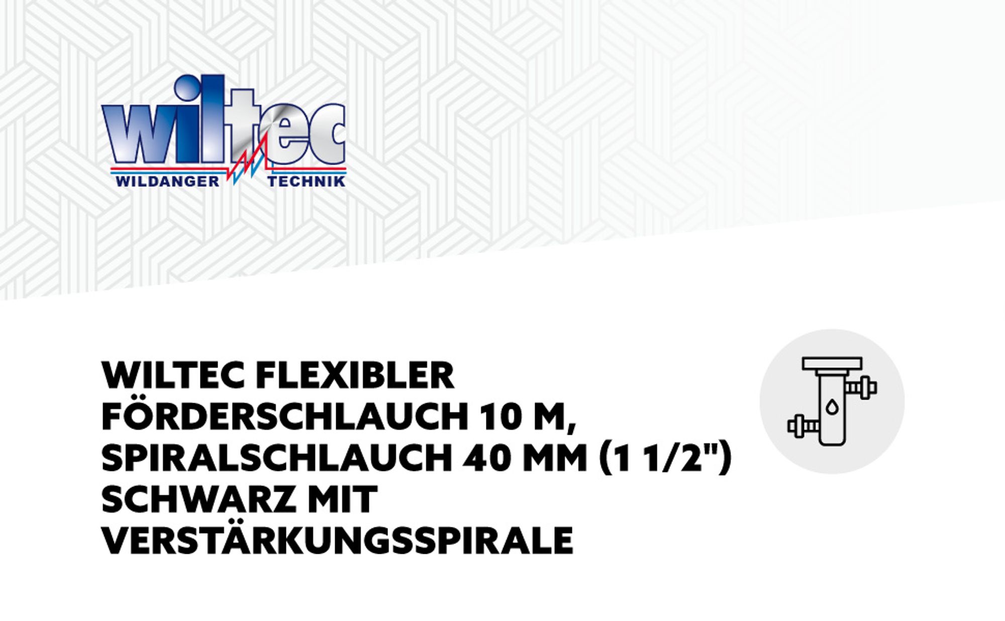 Wiltec Flexibler Förderschlauch 10m Spiralschlauch 40mm (1 1/2") schwarz mit Verstärkungsspirale Bewässerung Wasser Teich