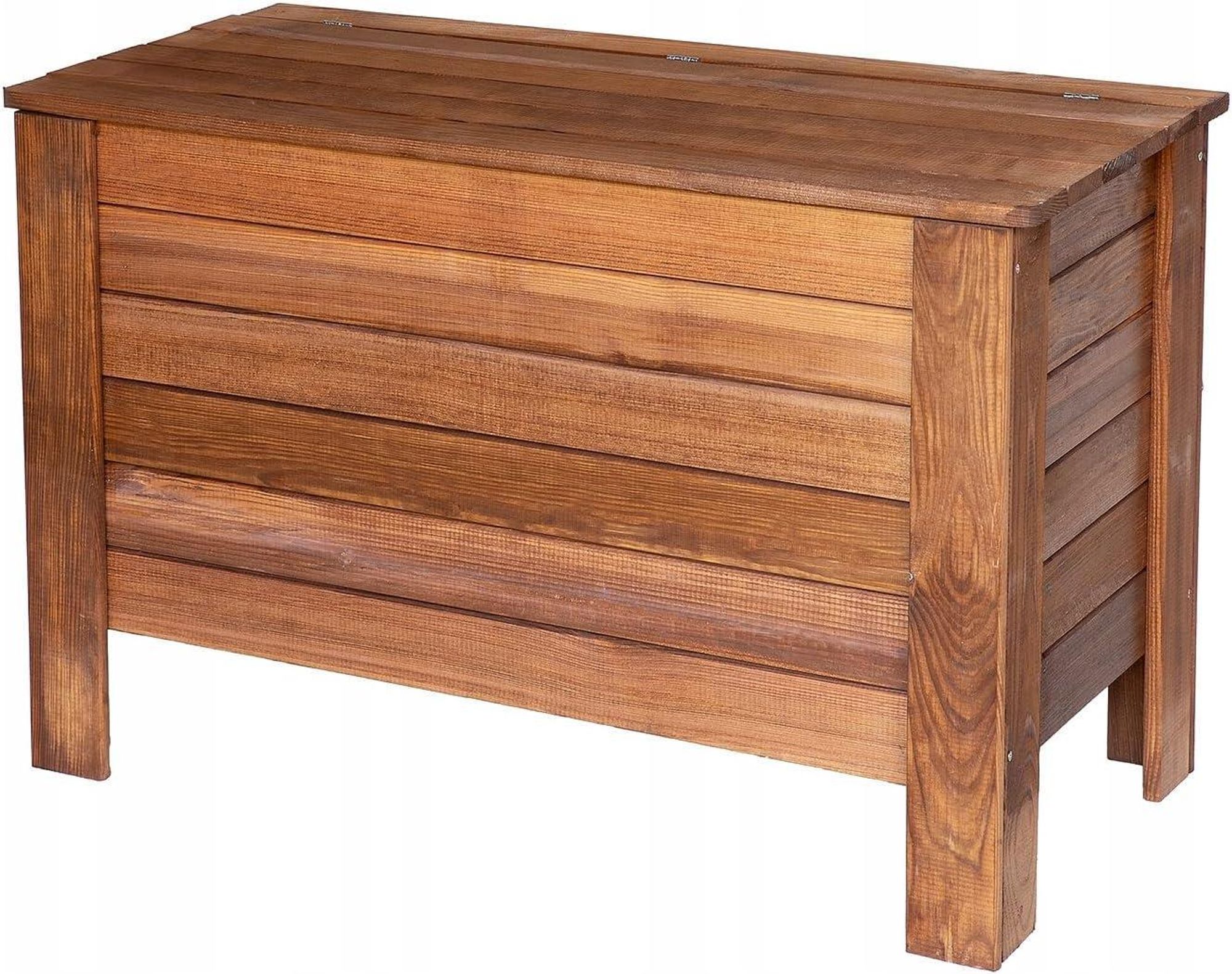 STOLMAK Gartenbox aus Holz 166 l 80x52x40 cm Schwarz Massivholz Kiefer Auflagenbox Kissenbox Holztruhe Aufbewahrungsbox Gartenmöbel