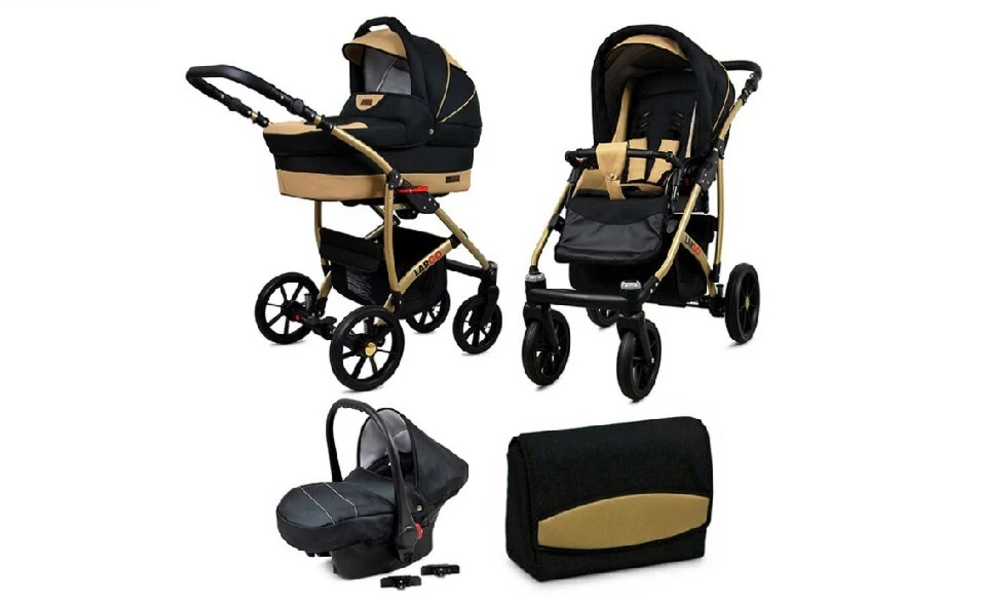 BabyLux® Largo | 3in1 Kinderwagen Set | Mint | Kombikinderwagen | Kinderwagenset | Buggy + Babyw