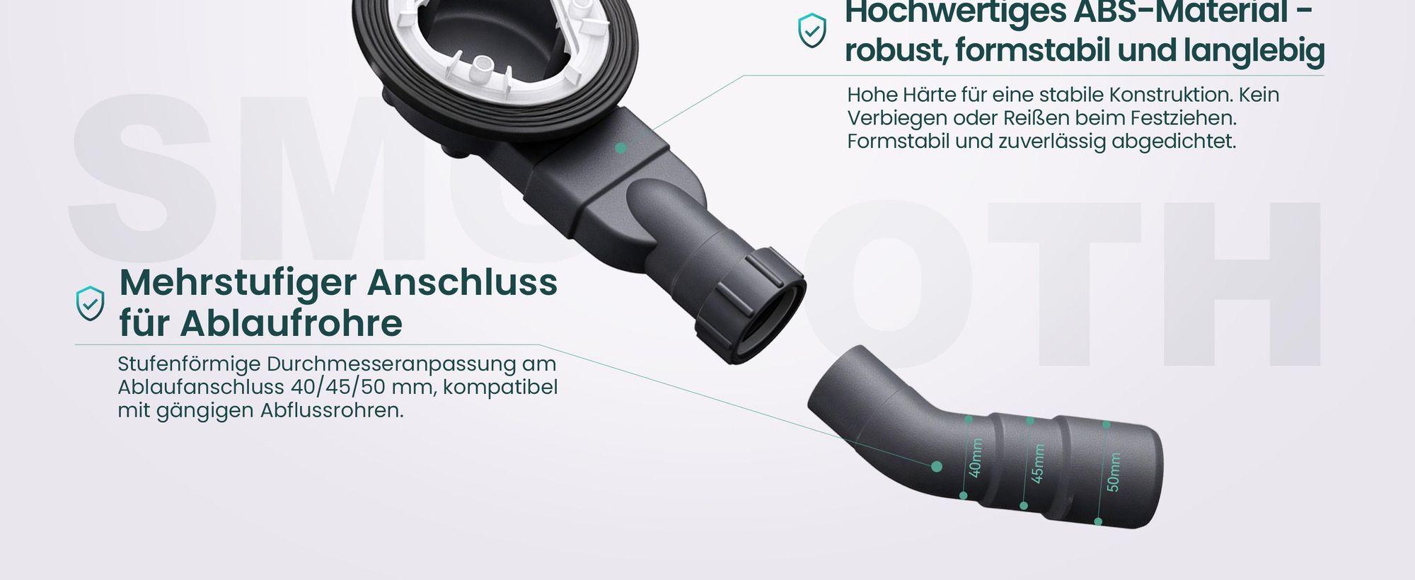 Mai & Mai Ablaufgarnitur für eine Duschtasse  Ø 90mm Ablaufloch Abfluss Grau Durchmesser: ca.45mm Entleerungsleistung von 20L pro Minute AL005