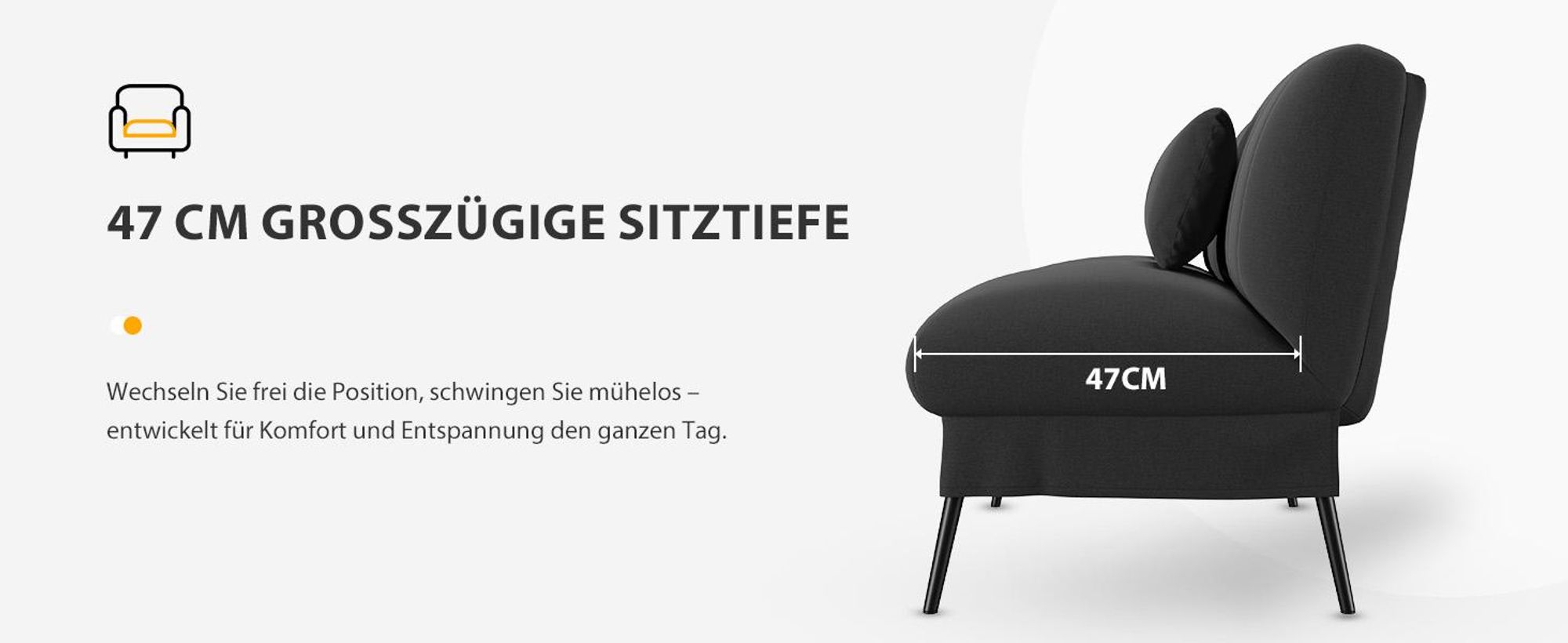 COMHOMA Klappbares Schlafsofa mit Schlaffunktion - 2-in-1 Couch, Multifunktionales Schlafsofa mit Großer Liegefläche, Platzsparendes Bettsofa Schwarz